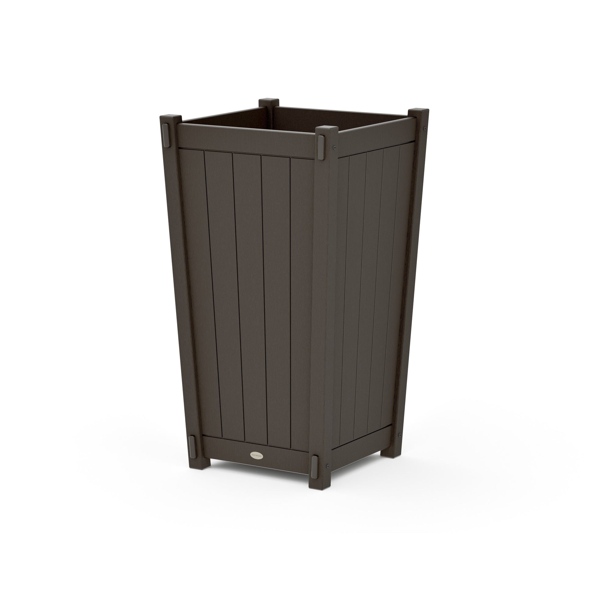 POLYWOOD Vineyard Large Tapered Square Tall Planter Box — Vintage Coffee