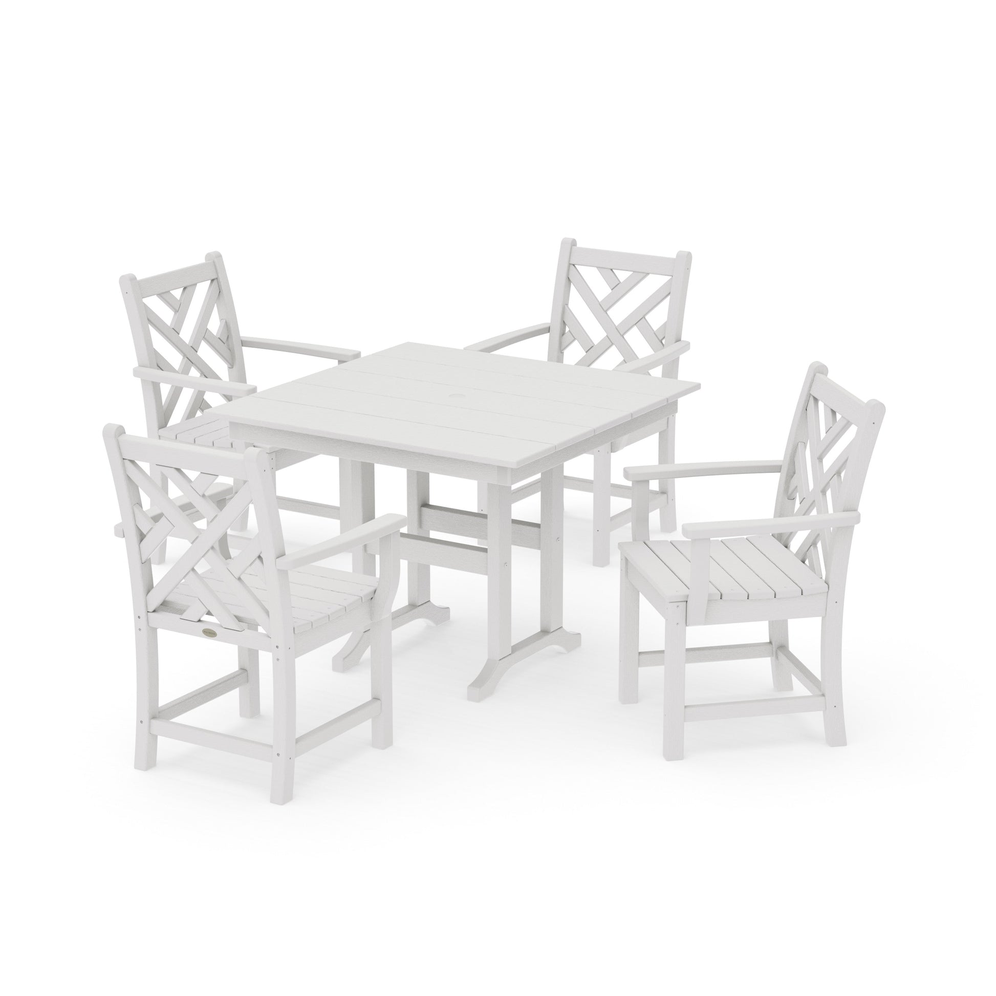 POLYWOOD Chippendale 5-Piece Farmhouse Dining Set — Vintage White