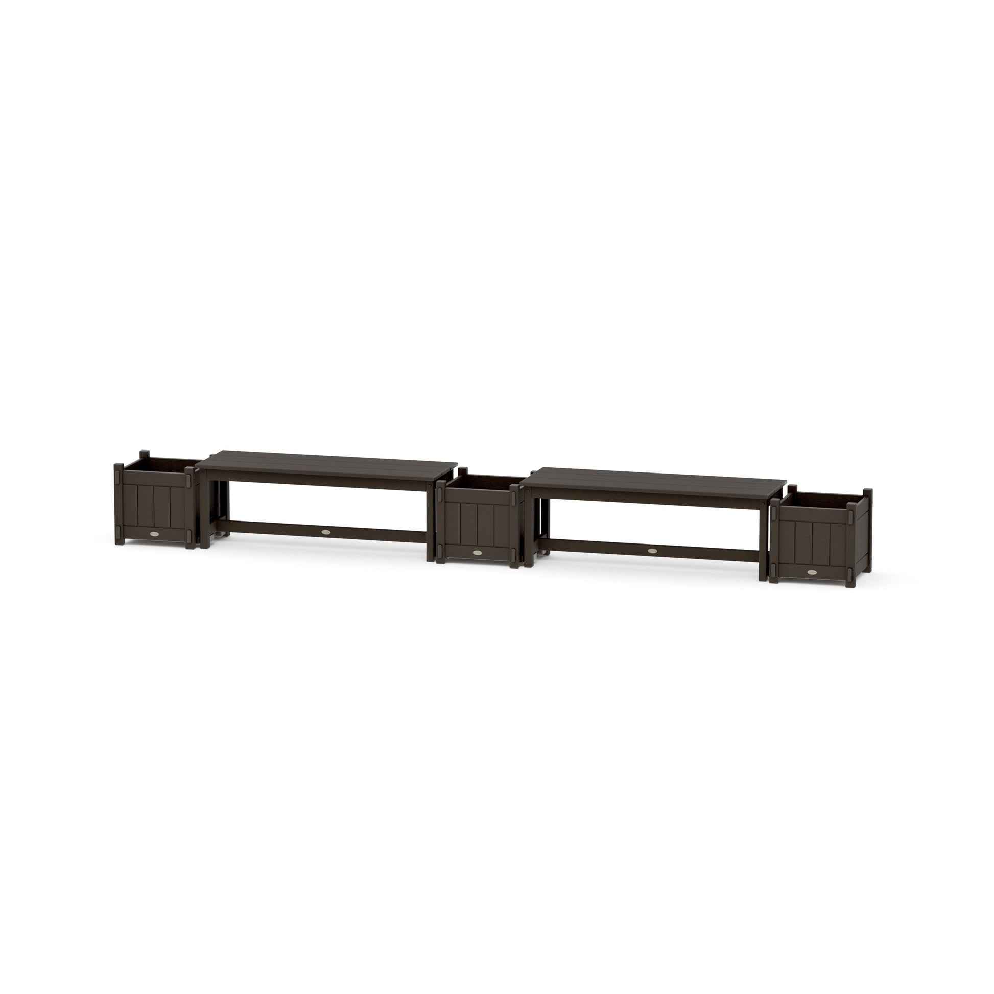 POLYWOOD 48" Vineyard Straight Double Planter Bench Set — Vintage Coffee