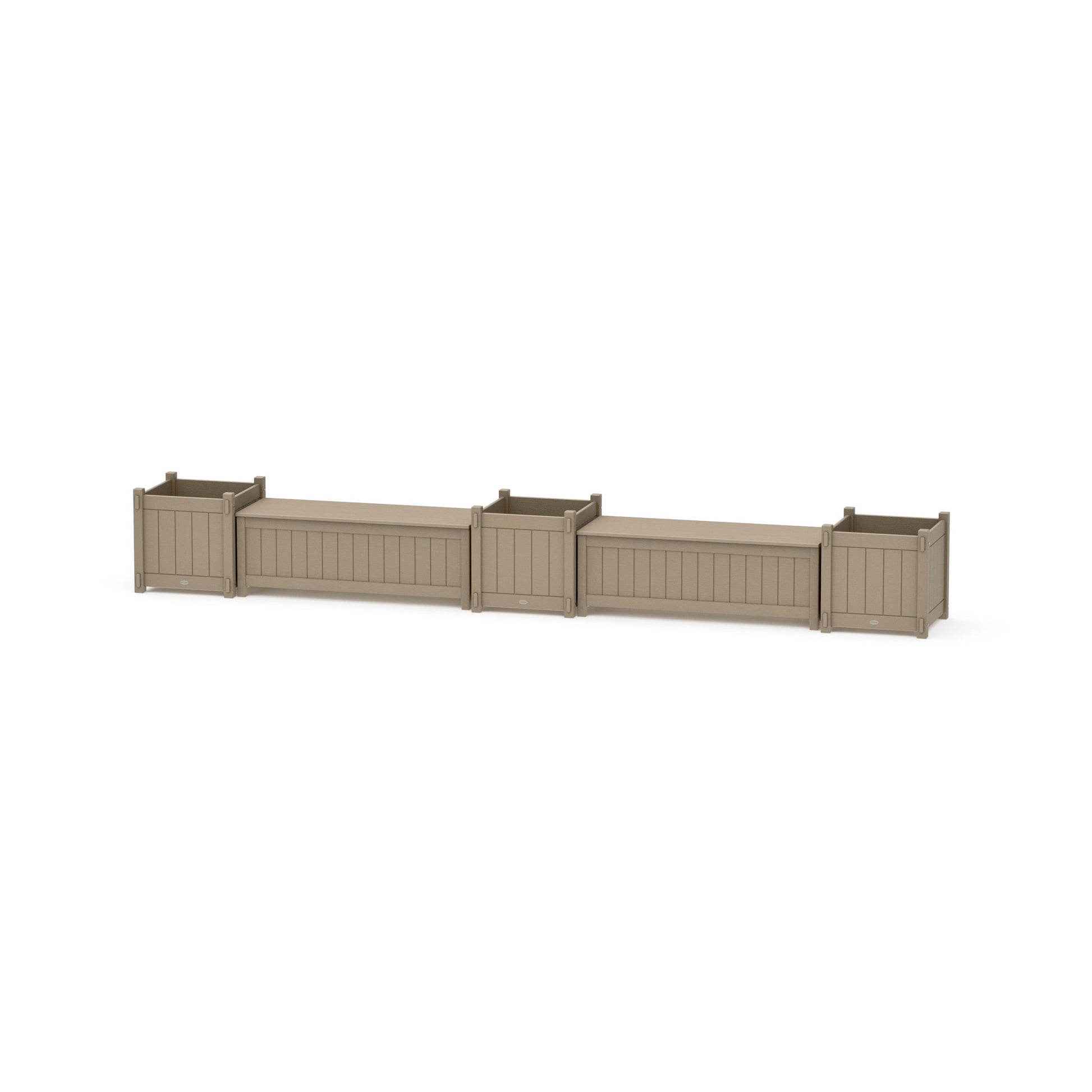 POLYWOOD 48" Vineyard Straight Double Planter Storage Bench Set- Large — Vintage Sahara