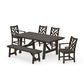 POLYWOOD Chippendale 6-Piece Rustic Farmhouse Dining Set With Bench — Vintage Coffee