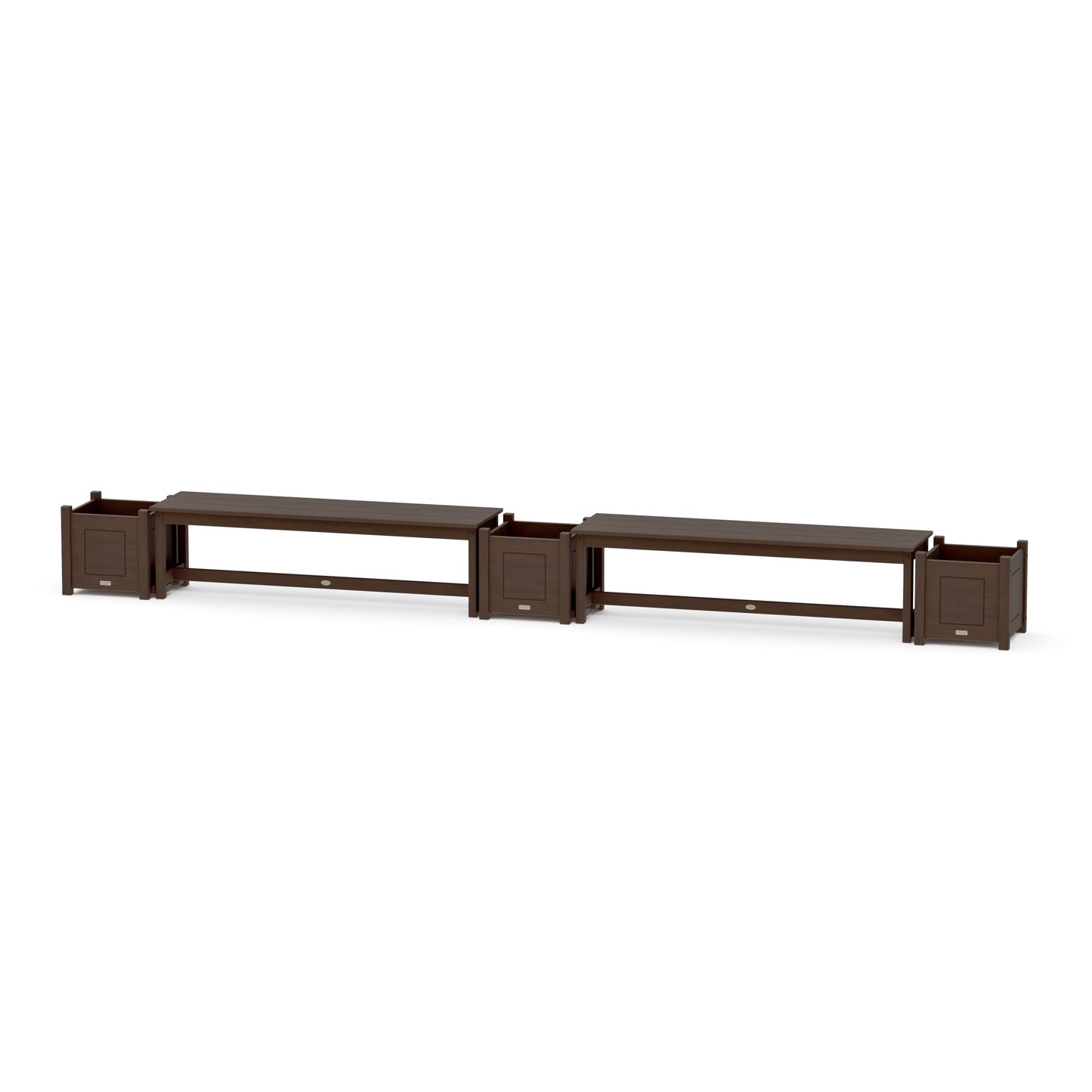 POLYWOOD 60" Country Living Straight Double Planter Bench Set — Kona