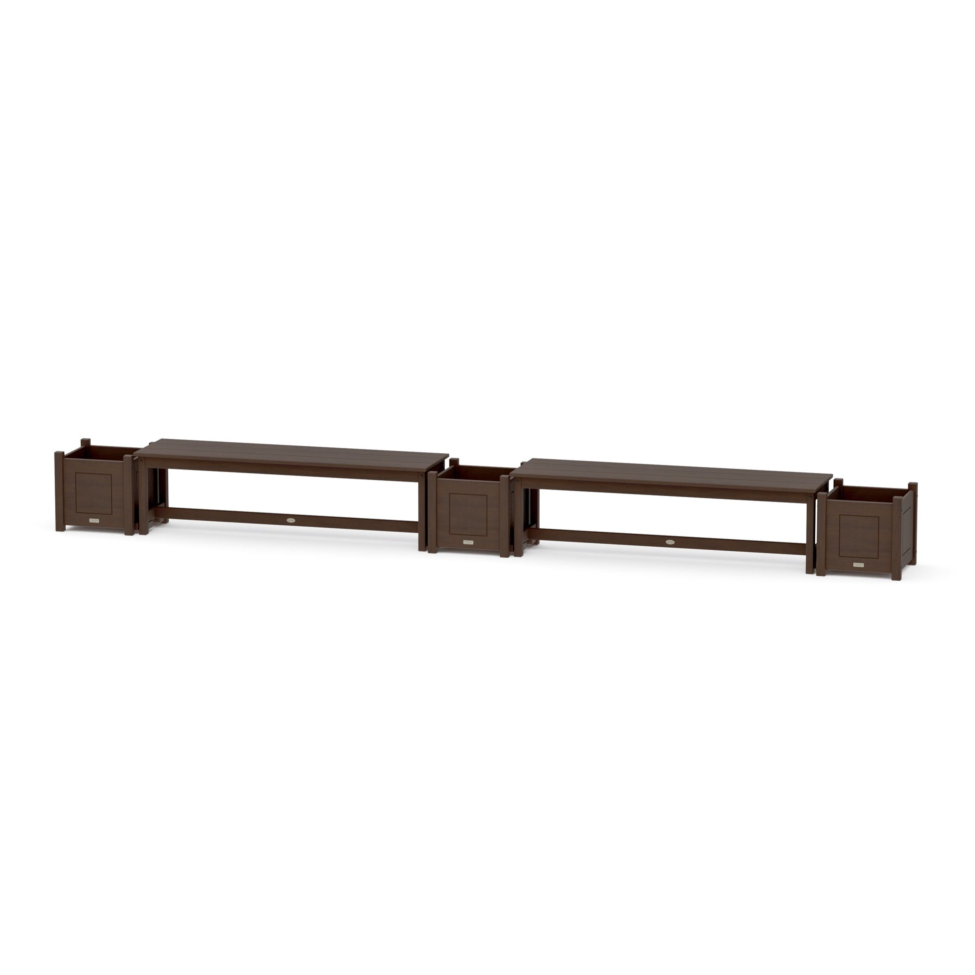 POLYWOOD 60" Country Living Straight Double Planter Bench Set — Kona