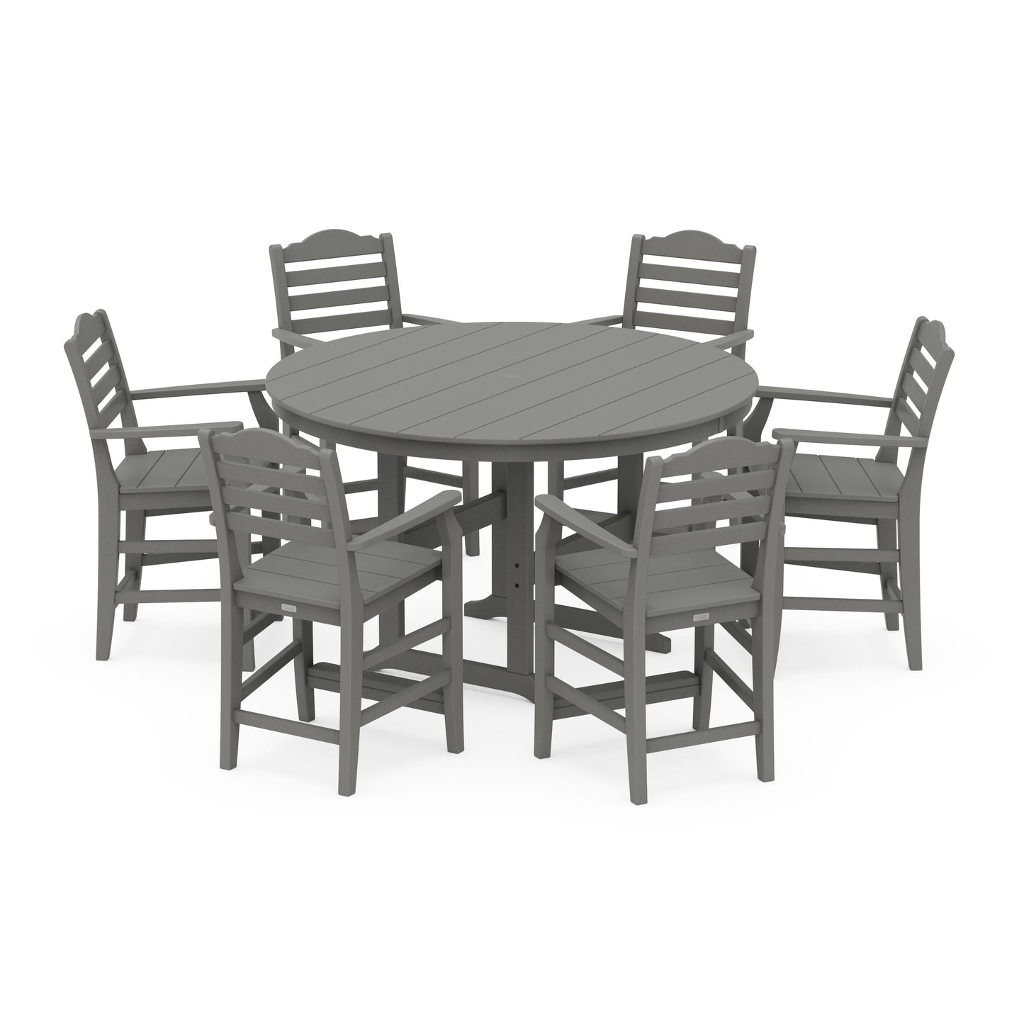 POLYWOOD Savannah 7-Piece Arm Chair Round Farmhouse Counter Set