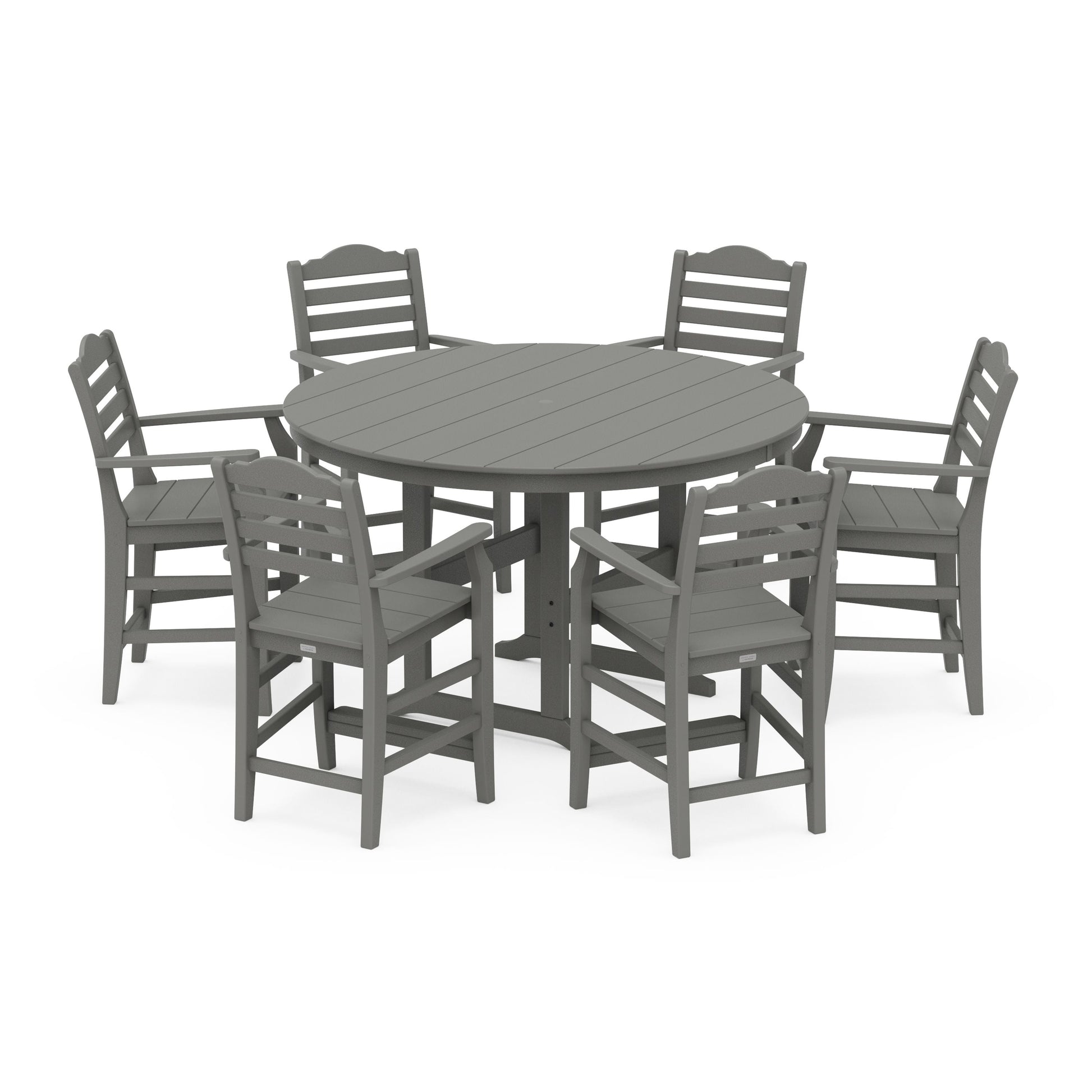 POLYWOOD Savannah 7-Piece Arm Chair Round Farmhouse Counter Set
