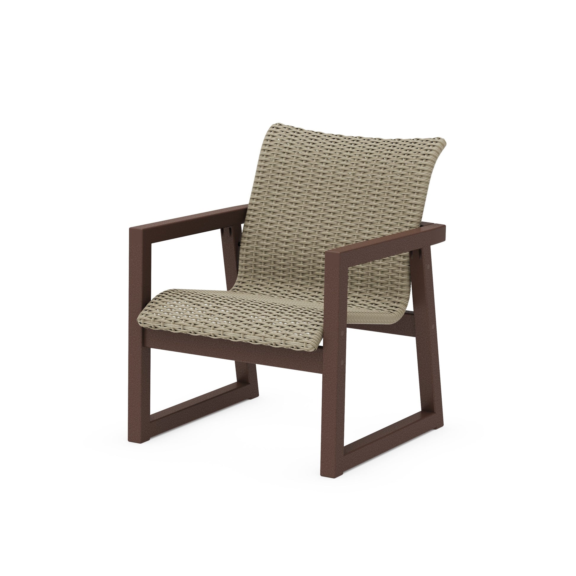 POLYWOOD EDGE Woven Lounge Chair — Mahogany / Dune Grass