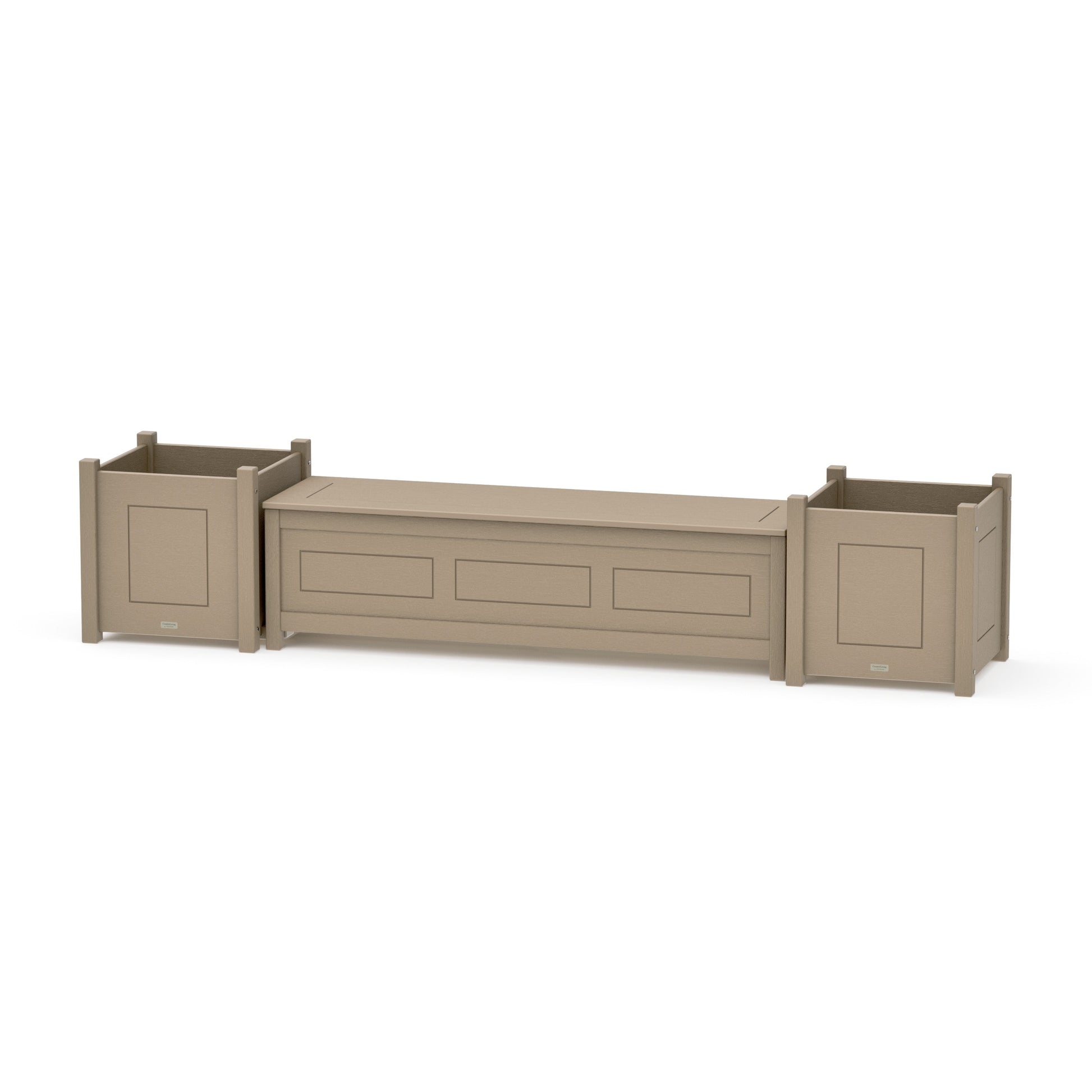 POLYWOOD 60" Country Living Straight Planter Storage Bench Set- Large — Vintage Sahara