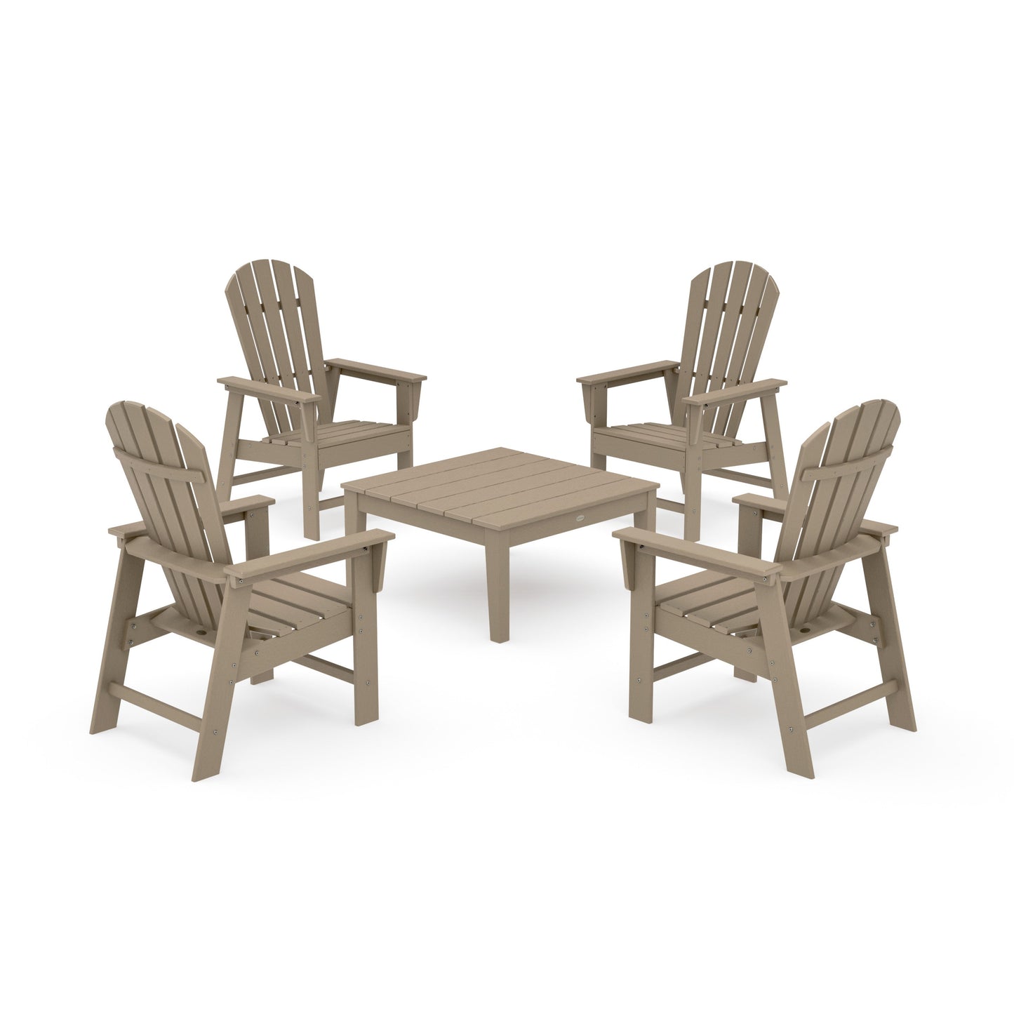 POLYWOOD 5-Piece South Beach Casual Chair Conversation Set with 36" Conversation Table — Vintage Sahara