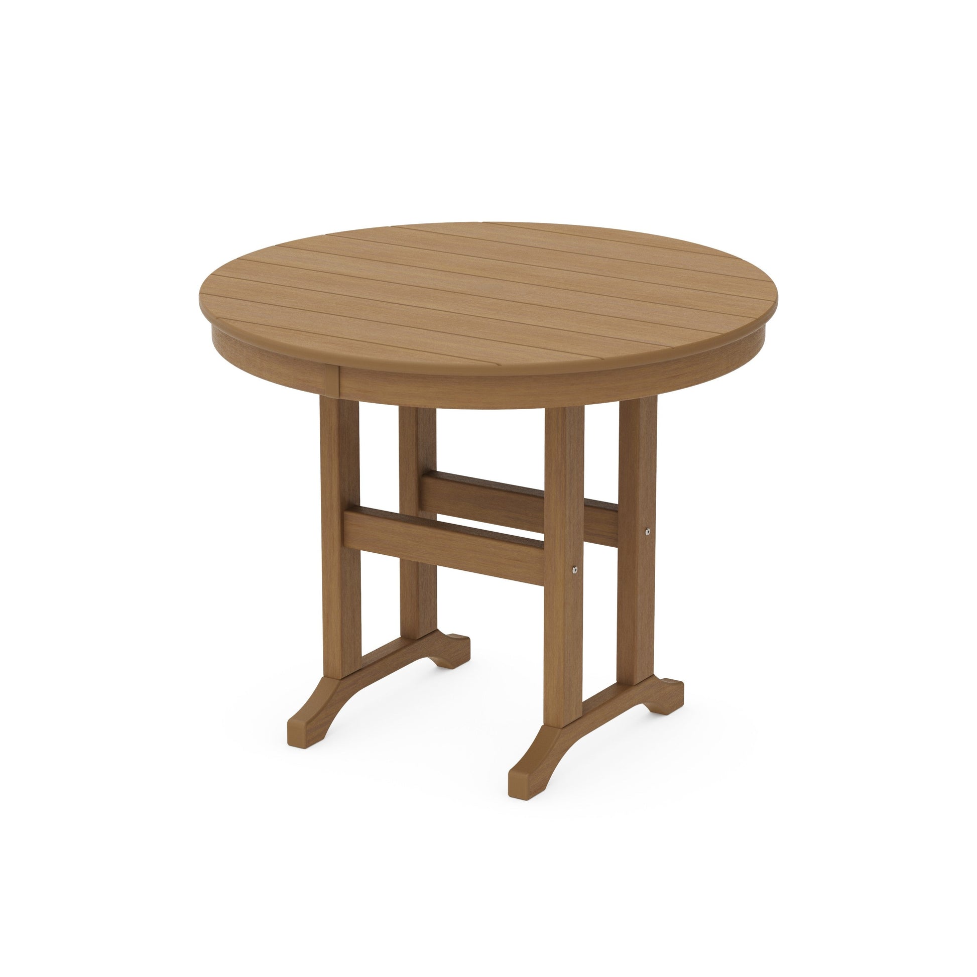 POLYWOOD 36" Round Farmhouse Dining Table — Natural