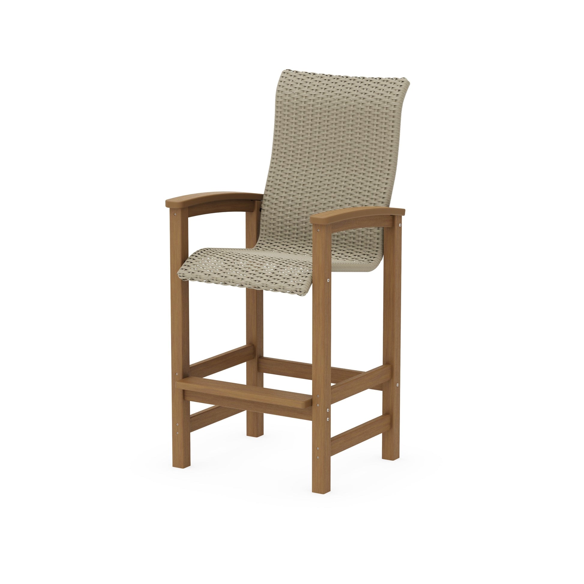 POLYWOOD Coastal Woven High-Back Bar Chair — Natural / Dune Grass