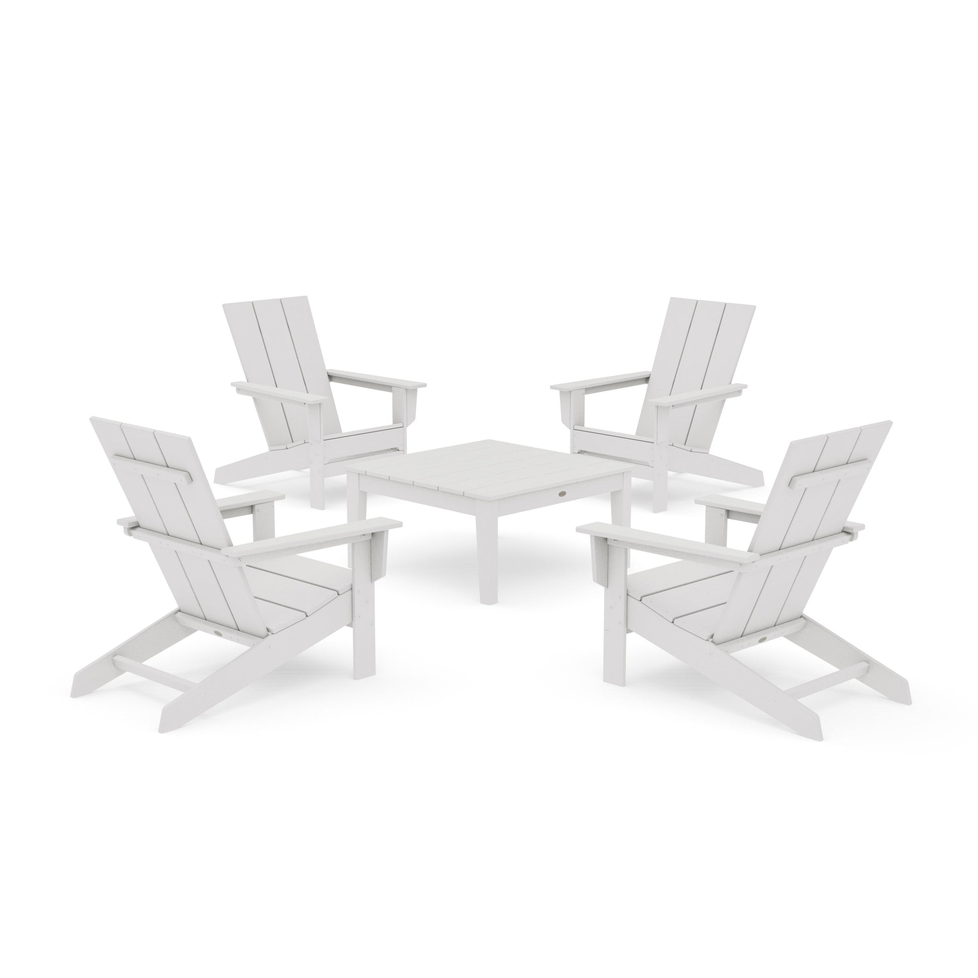 POLYWOOD 5-Piece Modern Studio Adirondack Chair Conversation Group — Vintage White