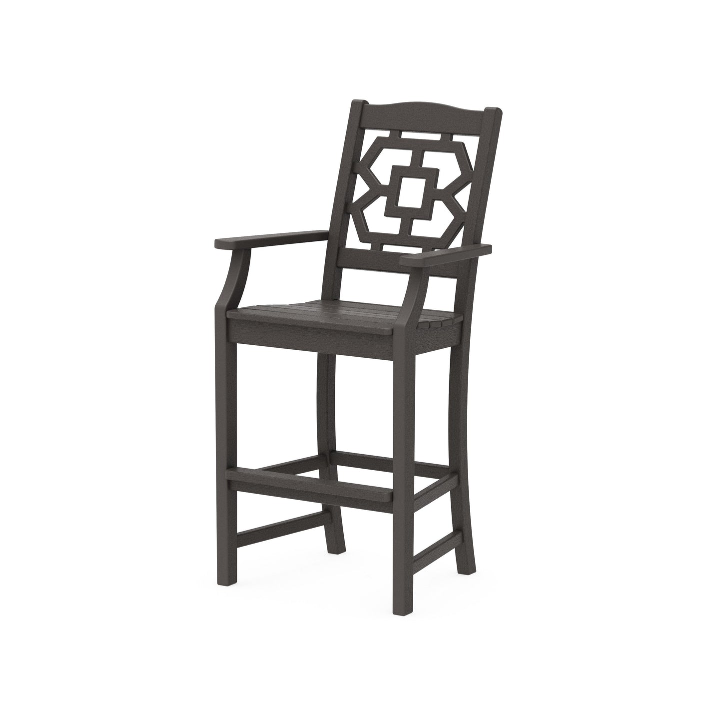 POLYWOOD Chinoiserie Bar Arm Chair — Vintage Coffee