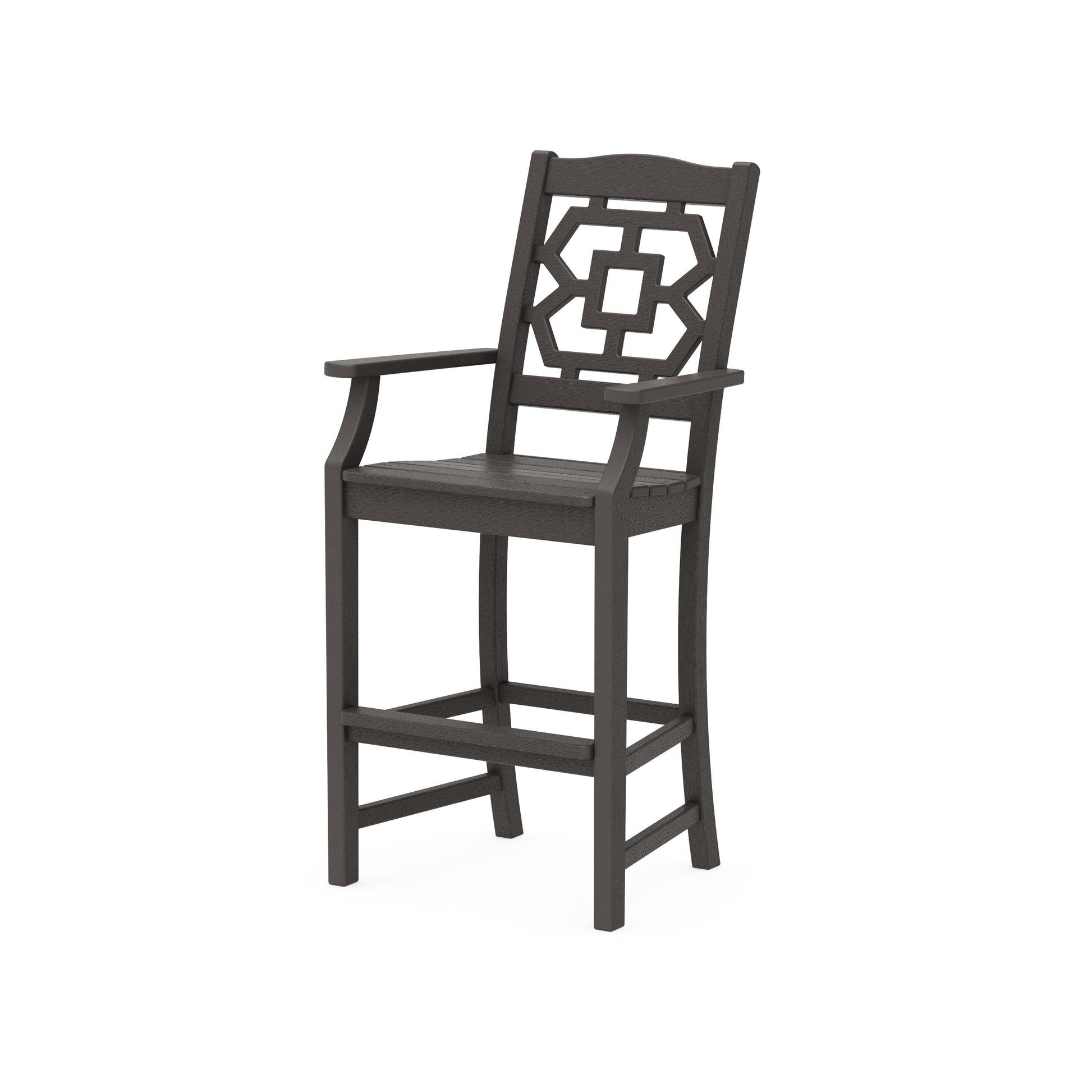 POLYWOOD Chinoiserie Bar Arm Chair — Vintage Coffee