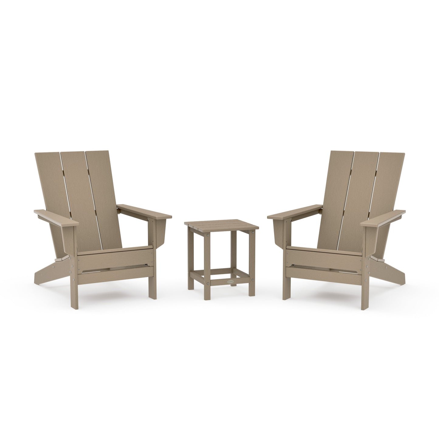 POLYWOOD 3-Piece Modern Studio Adirondack Set — Vintage Sahara
