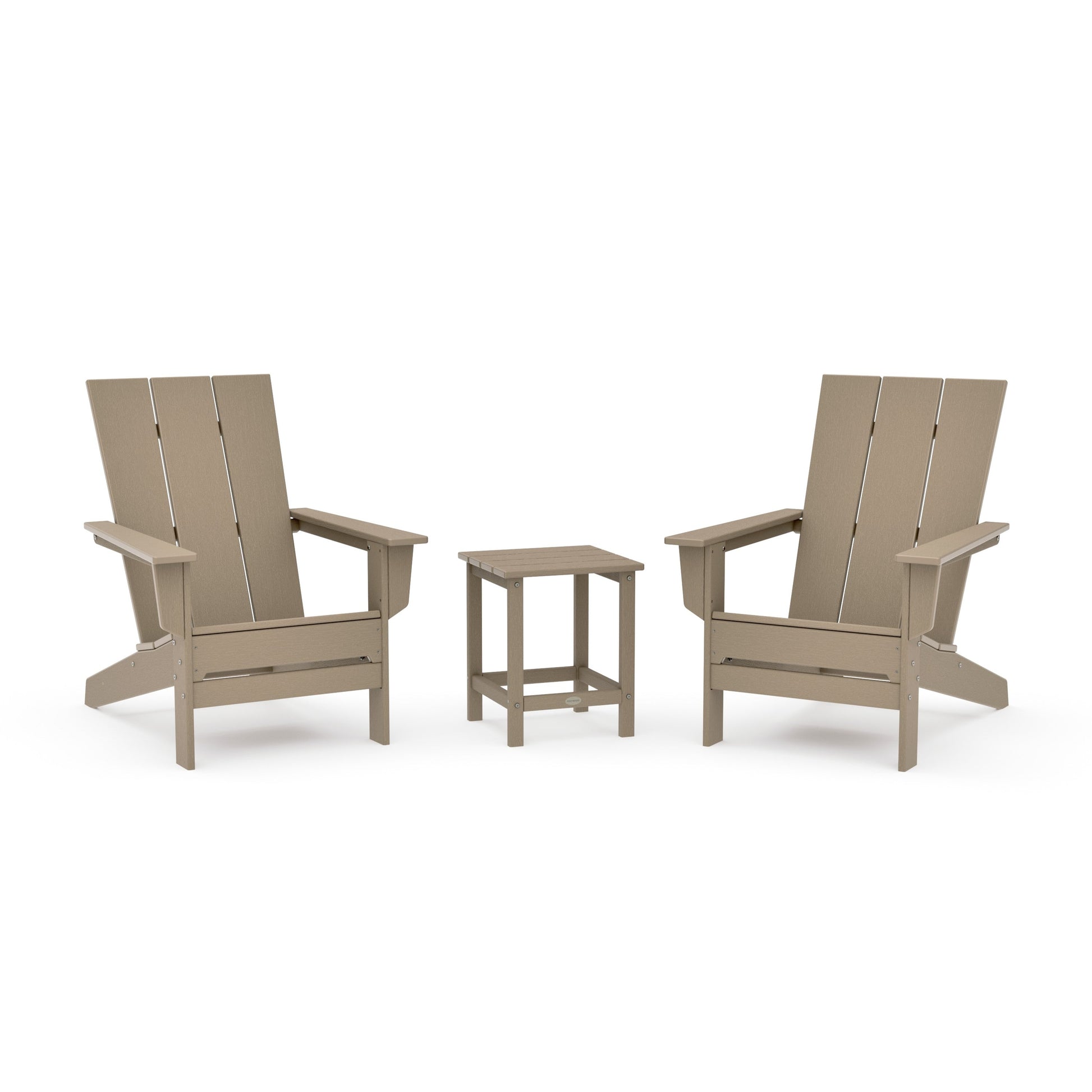 POLYWOOD 3-Piece Modern Studio Adirondack Set — Vintage Sahara