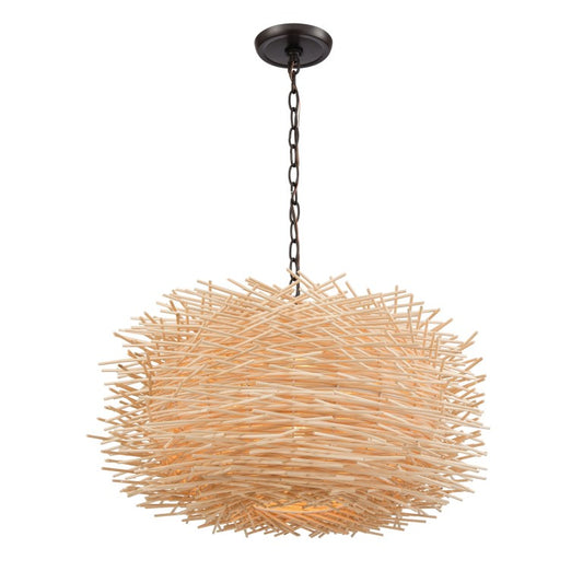BAMBOO NEST 23'' WIDE 3-LIGHT CHANDELIER - FREE SHIPPING !!!
