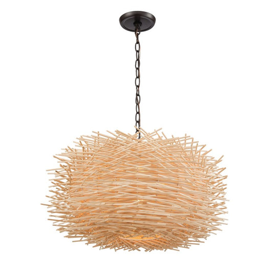 BAMBOO NEST 23'' WIDE 3-LIGHT CHANDELIER  -  FREE SHIPPING !!!