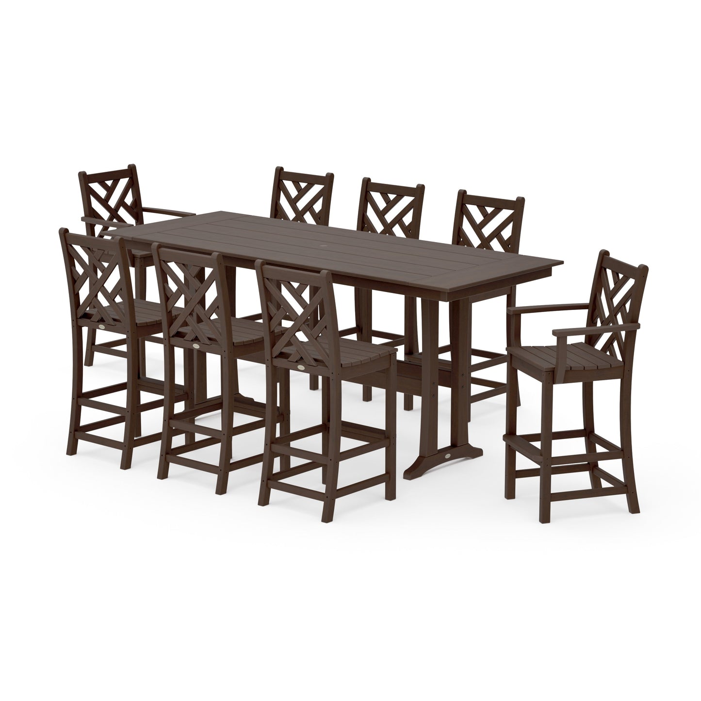 POLYWOOD Chippendale 9-Piece Farmhouse Bar Set with Trestle Legs — Kona