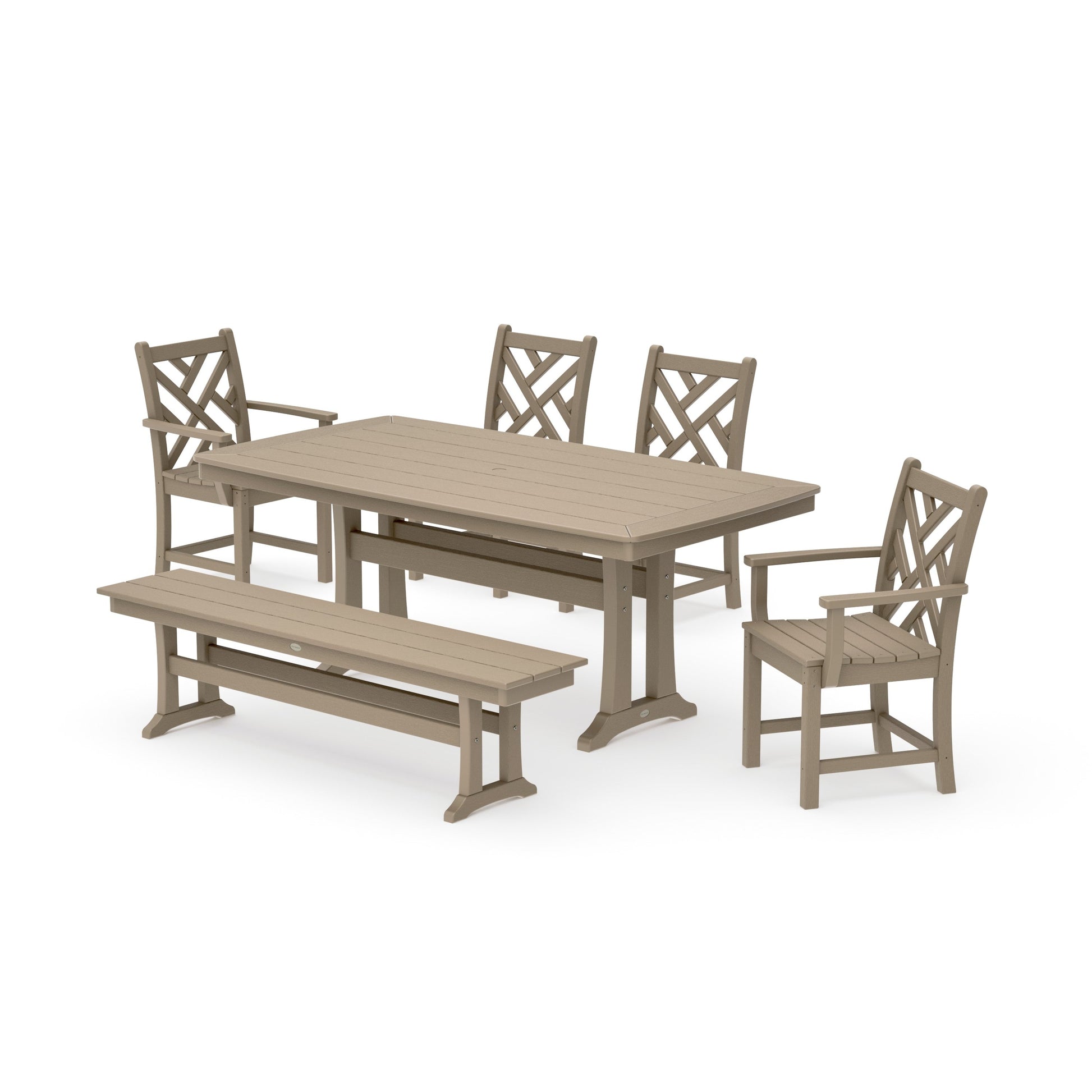 POLYWOOD Chippendale 6-Piece Dining Set with Trestle Legs — Vintage Sahara