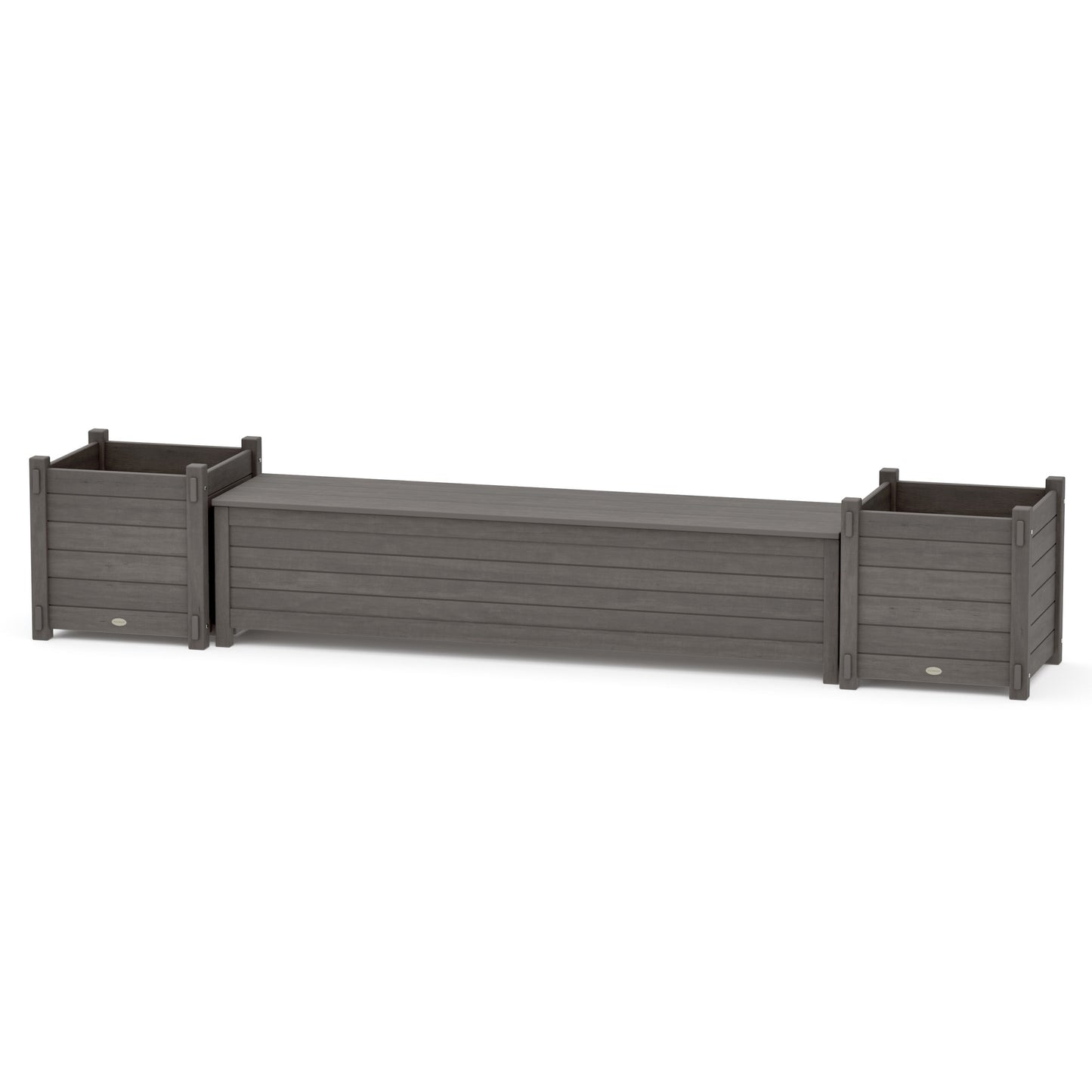 POLYWOOD 72" Nautical Straight Planter Storage Bench Set- Large — Driftwood