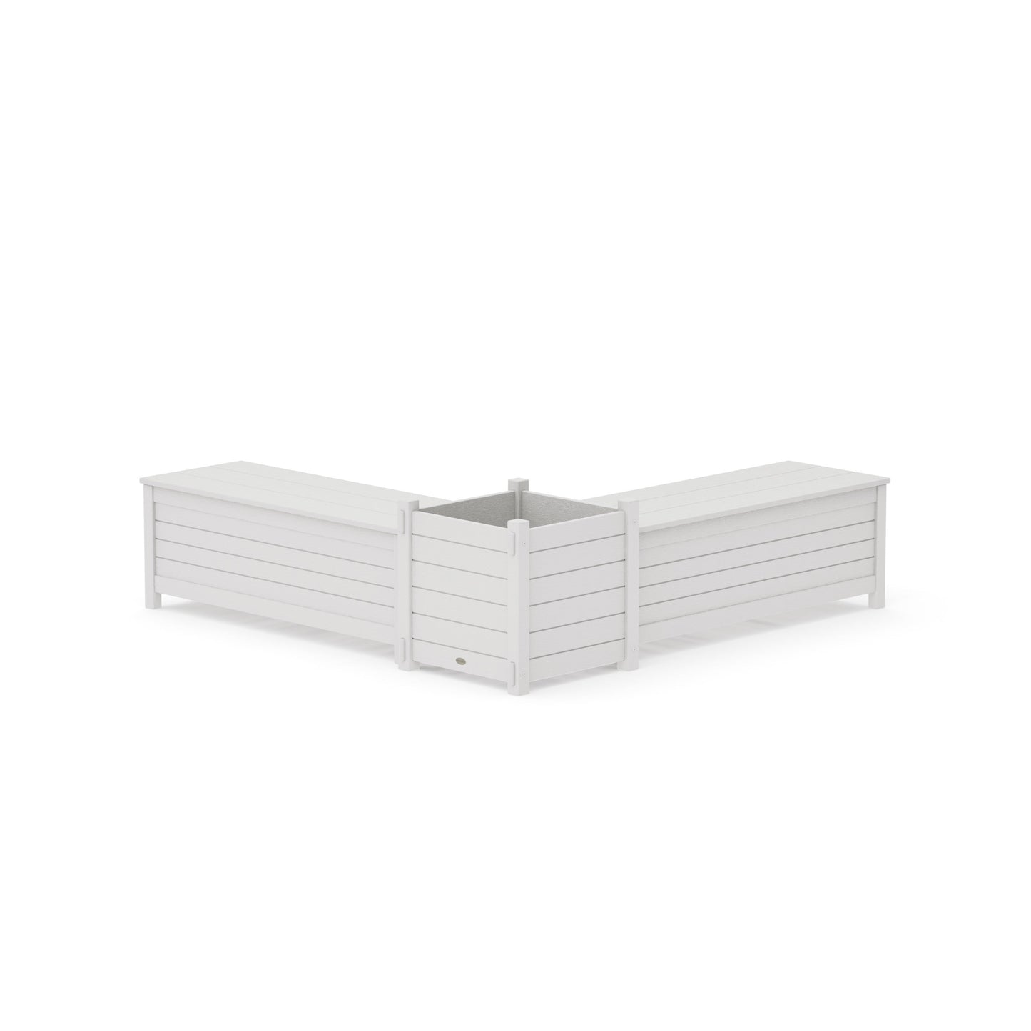 POLYWOOD 48" Nautical L- Shaped Planter Storage Bench Set- Large — Vintage White