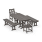 POLYWOOD Chippendale 5-Piece Dining Set with Benches — Driftwood