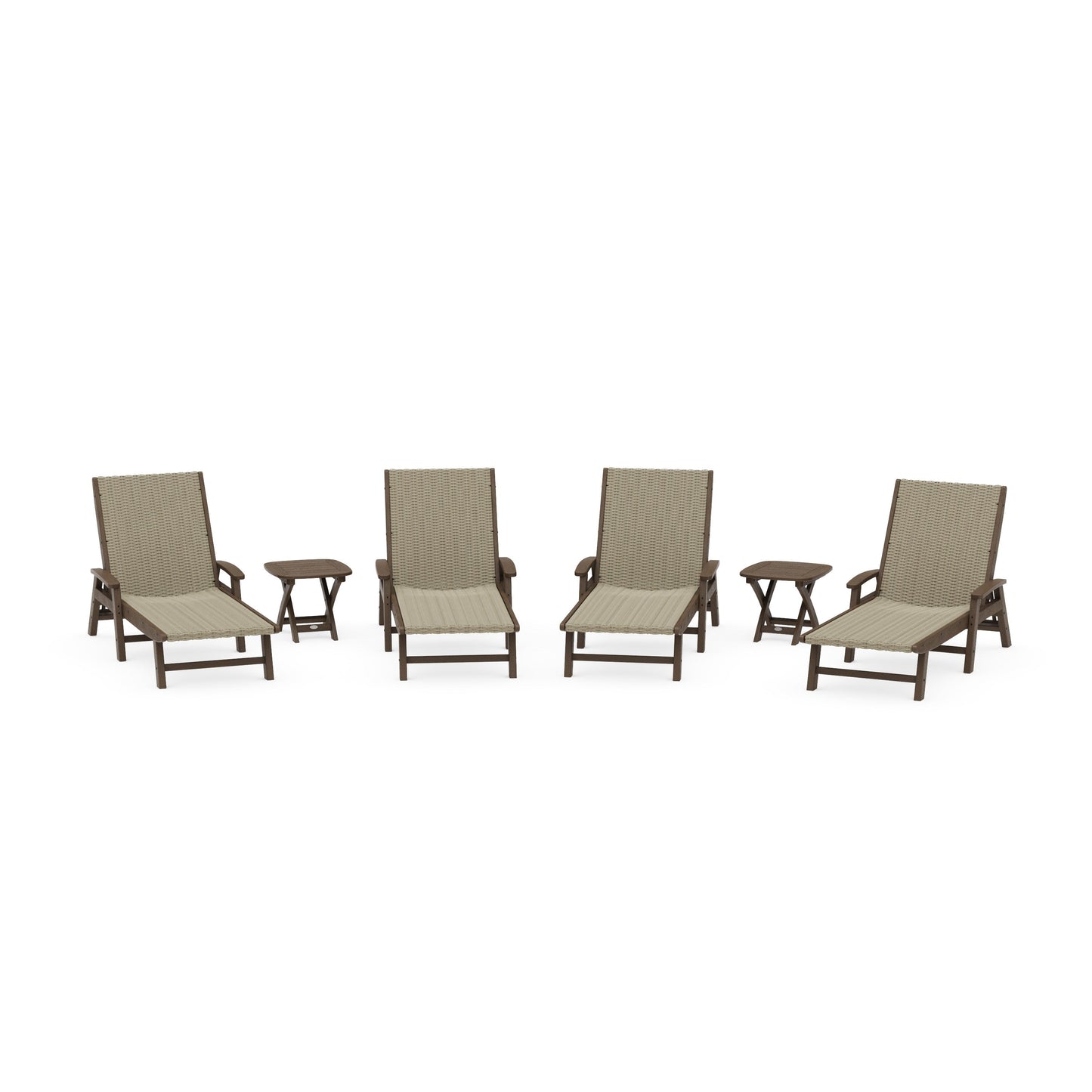 POLYWOOD 6- Piece Coastal Woven Chaise with Arms Chaise Lounge Set — Kona / Dune Grass