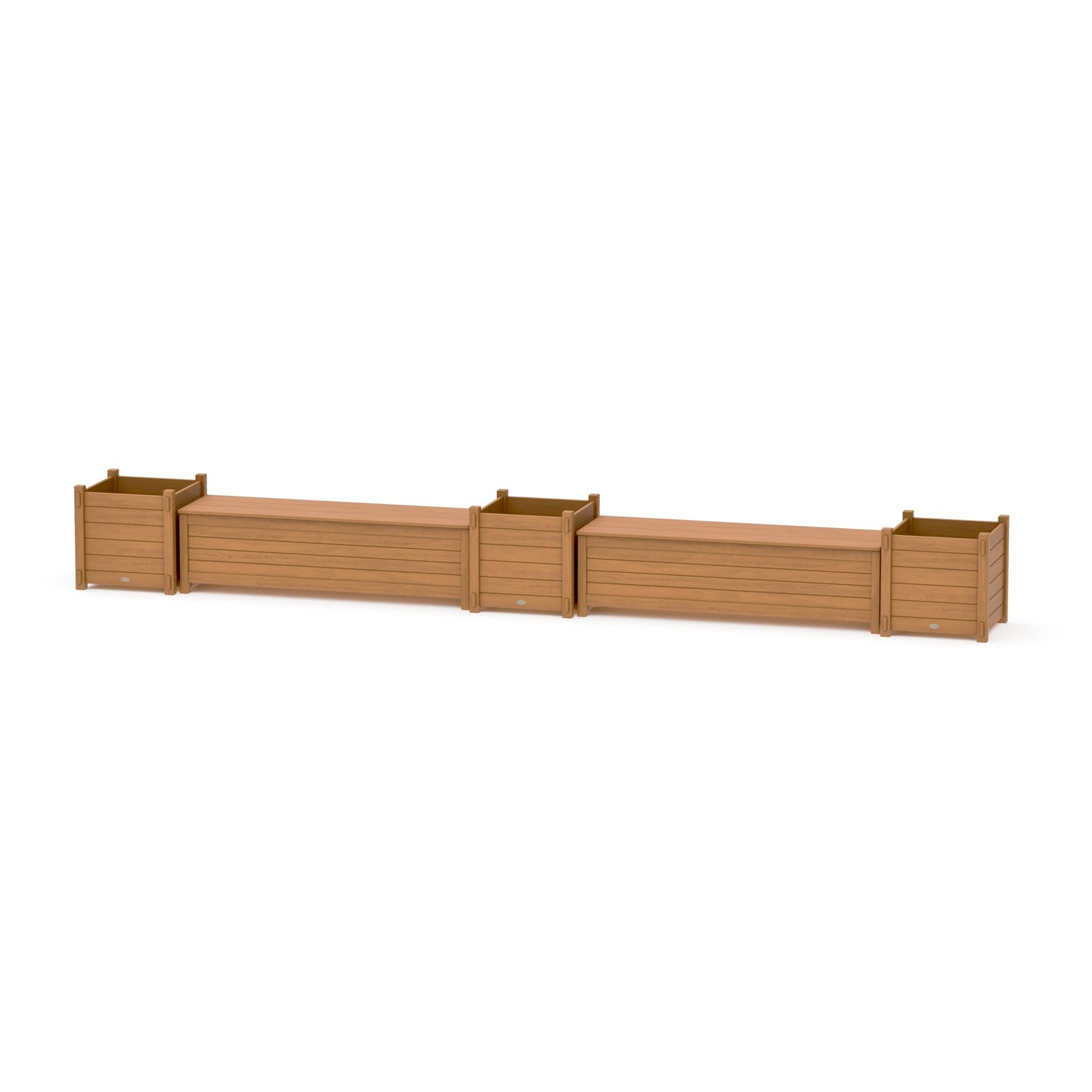 POLYWOOD 60" Nautical Straight Double Planter Storage Bench Set- Large — Natural