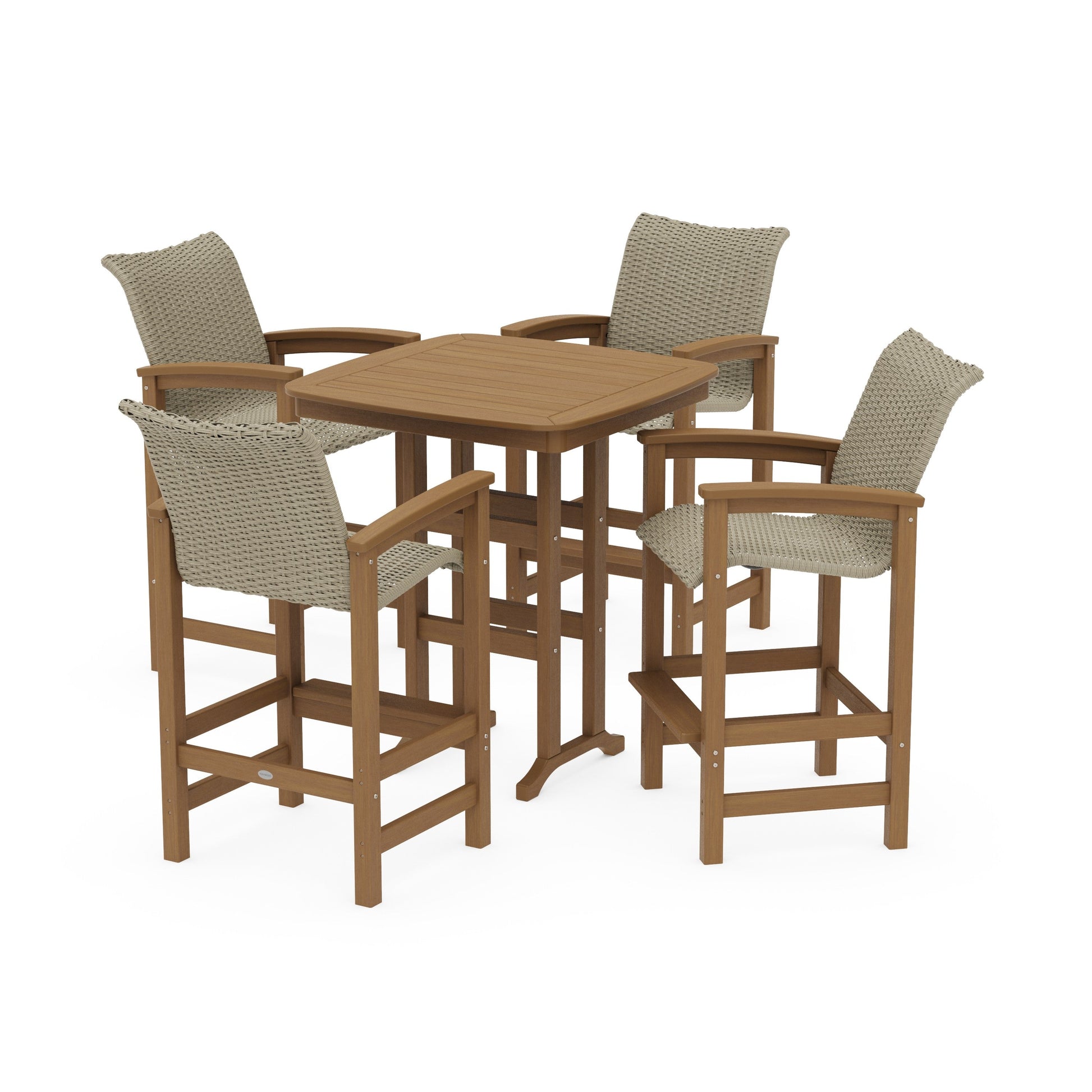 POLYWOOD Coastal Woven 5-Piece Bar Set — Natural / Dune Grass