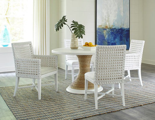 PALMETTO HOME - BOCA GRANDE WOVEN DINING TABLE WITH WHITE TOP