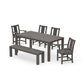 POLYWOOD Prairie 6-Piece Parsons Dining Set with Bench — Driftwood