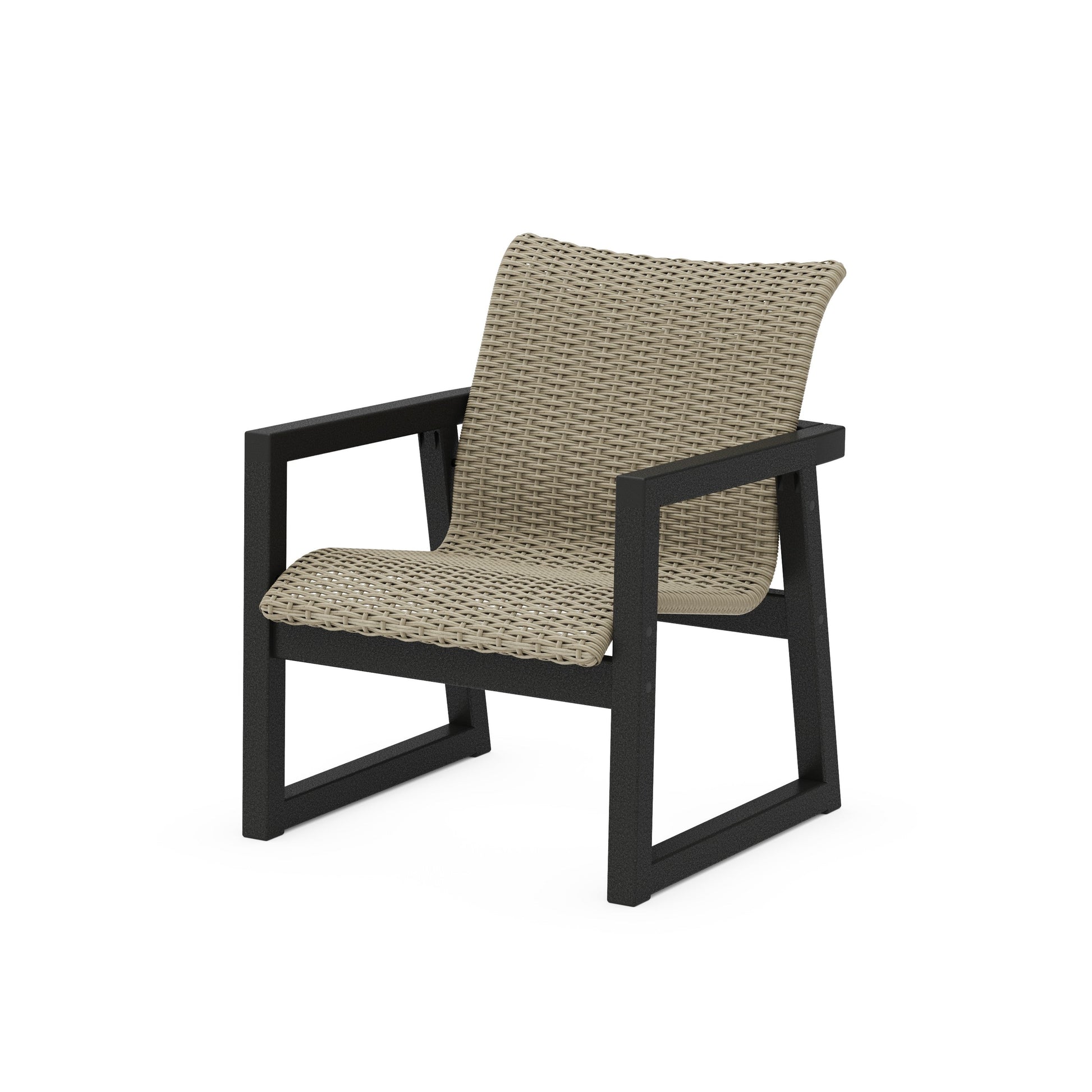 POLYWOOD EDGE Woven Lounge Chair — Black / Dune Grass
