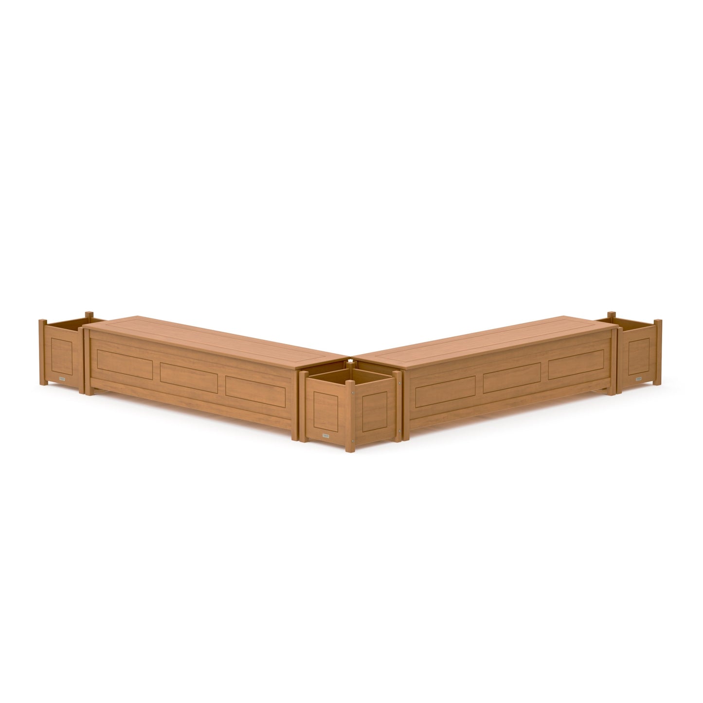 POLYWOOD 72" Country Living L- Shaped Planter Storage Bench Corner Set — Natural