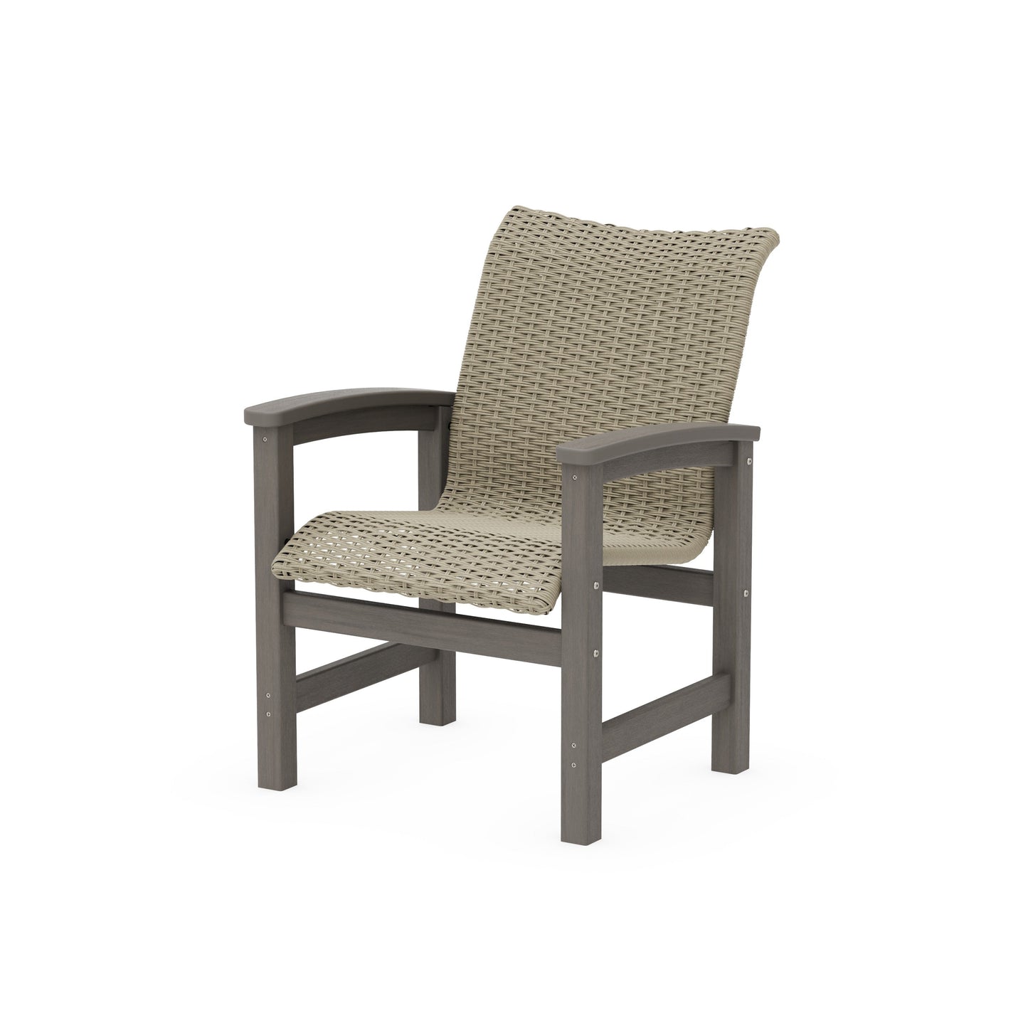 POLYWOOD Coastal Woven Dining Chair — Driftwood / Dune Grass
