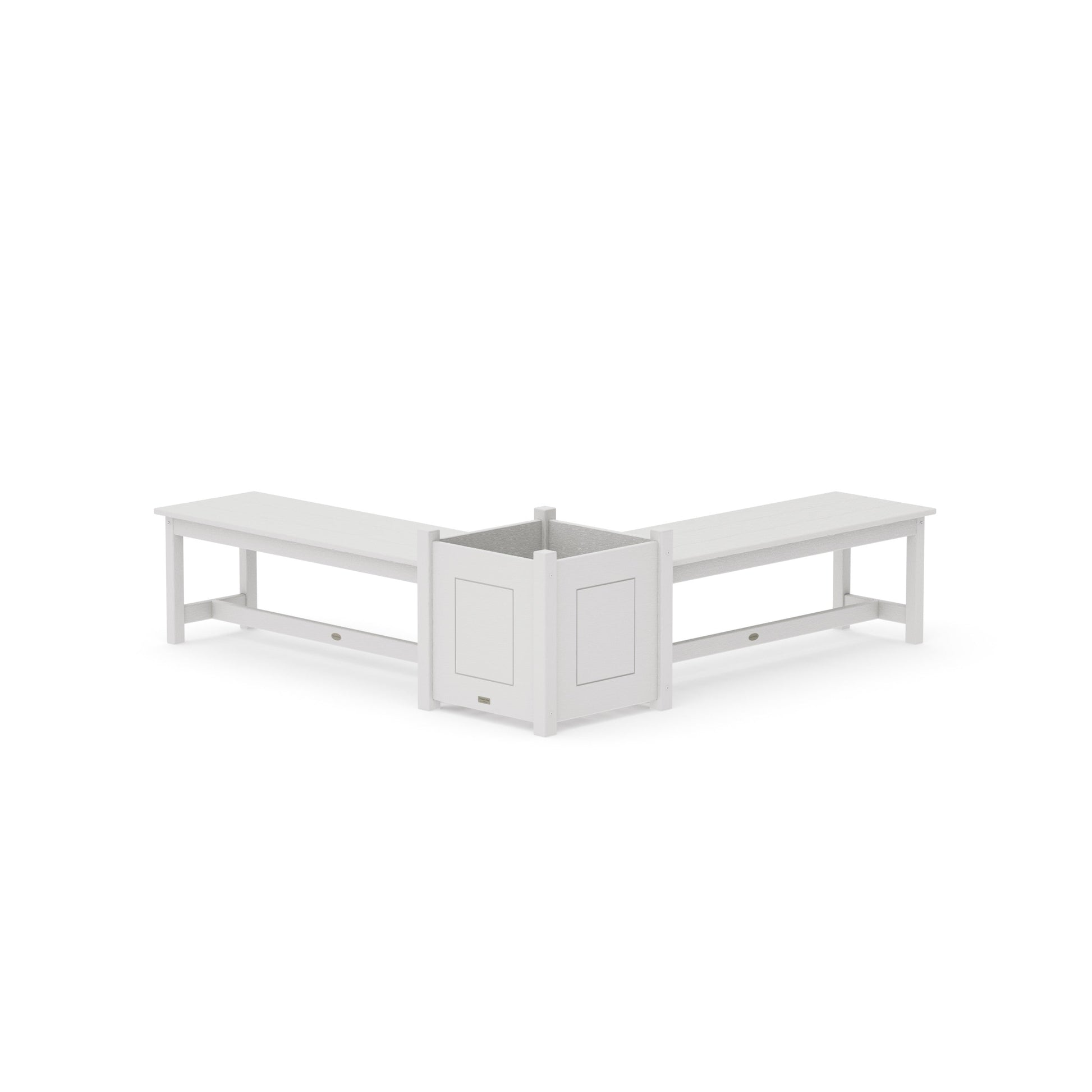 POLYWOOD 48" Country Living L- Shaped Planter Bench Set- Large — Vintage White