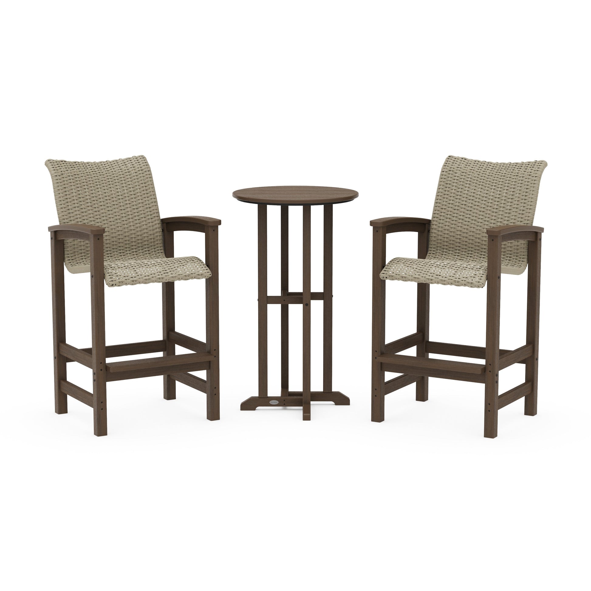 POLYWOOD Coastal Woven 3-Piece Farmhouse Bar Set — Kona / Dune Grass