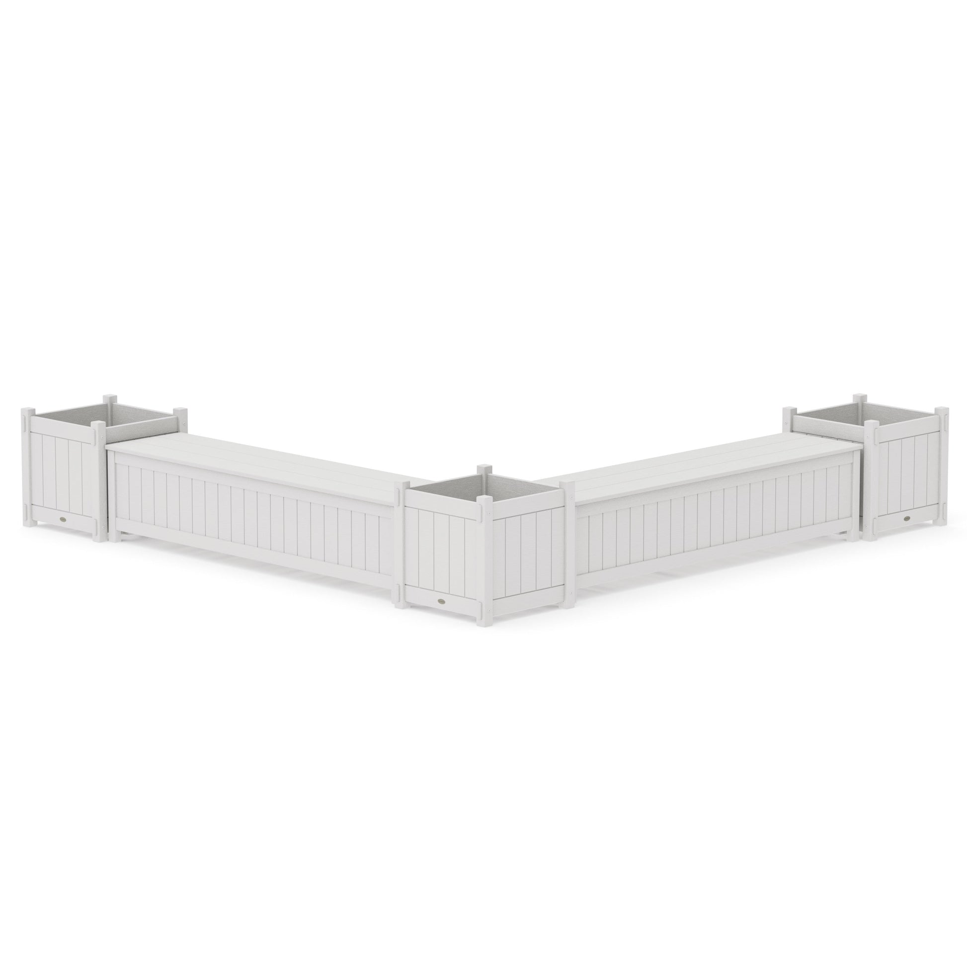POLYWOOD 72" Vineyard L- Shaped Planter Storage Bench Corner Set- Large — Vintage White