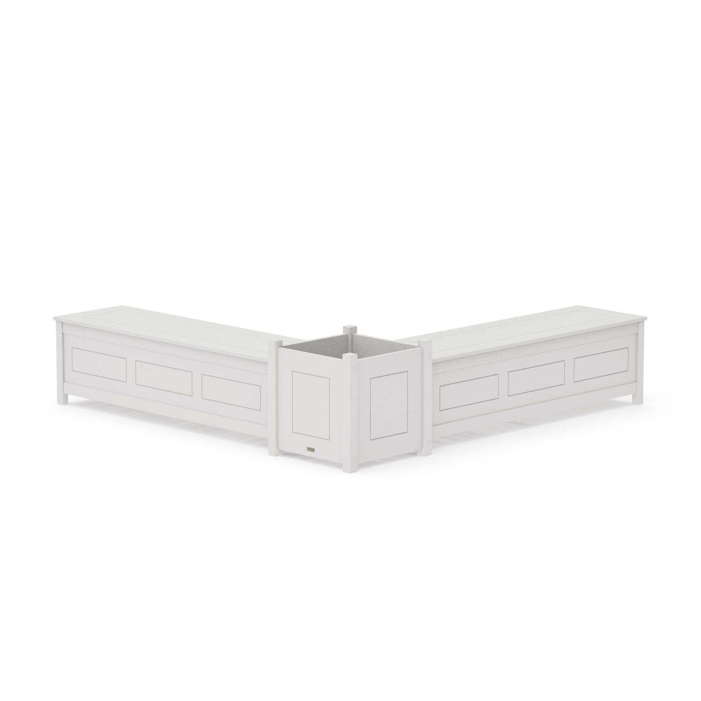 POLYWOOD 60" Country Living L- Shaped Planter Storage Bench Set- Large — Vintage White