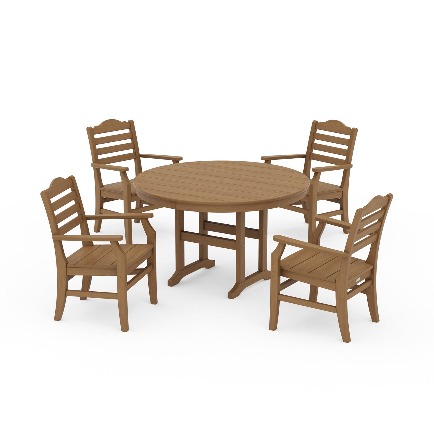 POLYWOOD Savannah 5-Piece Round Farmhouse Dining Set — Natural