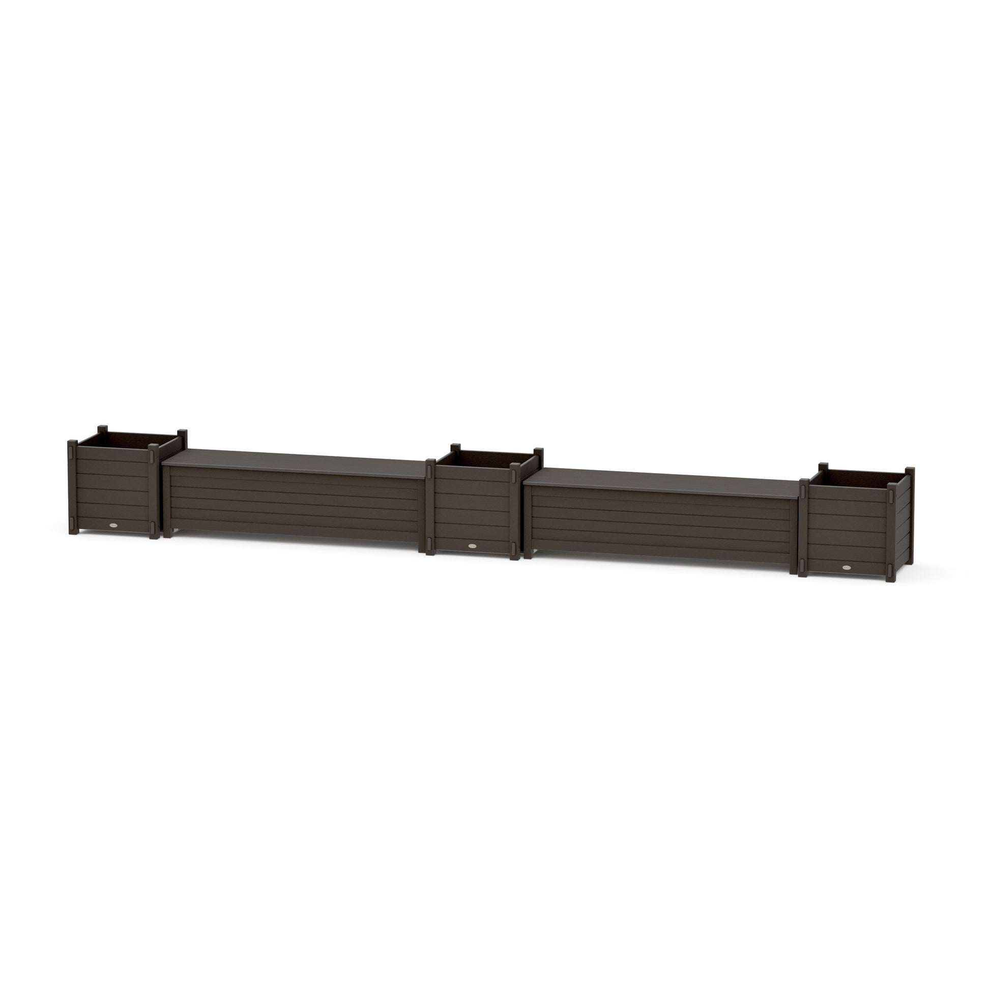 POLYWOOD 60" Nautical Straight Double Planter Storage Bench Set- Large — Vintage Coffee