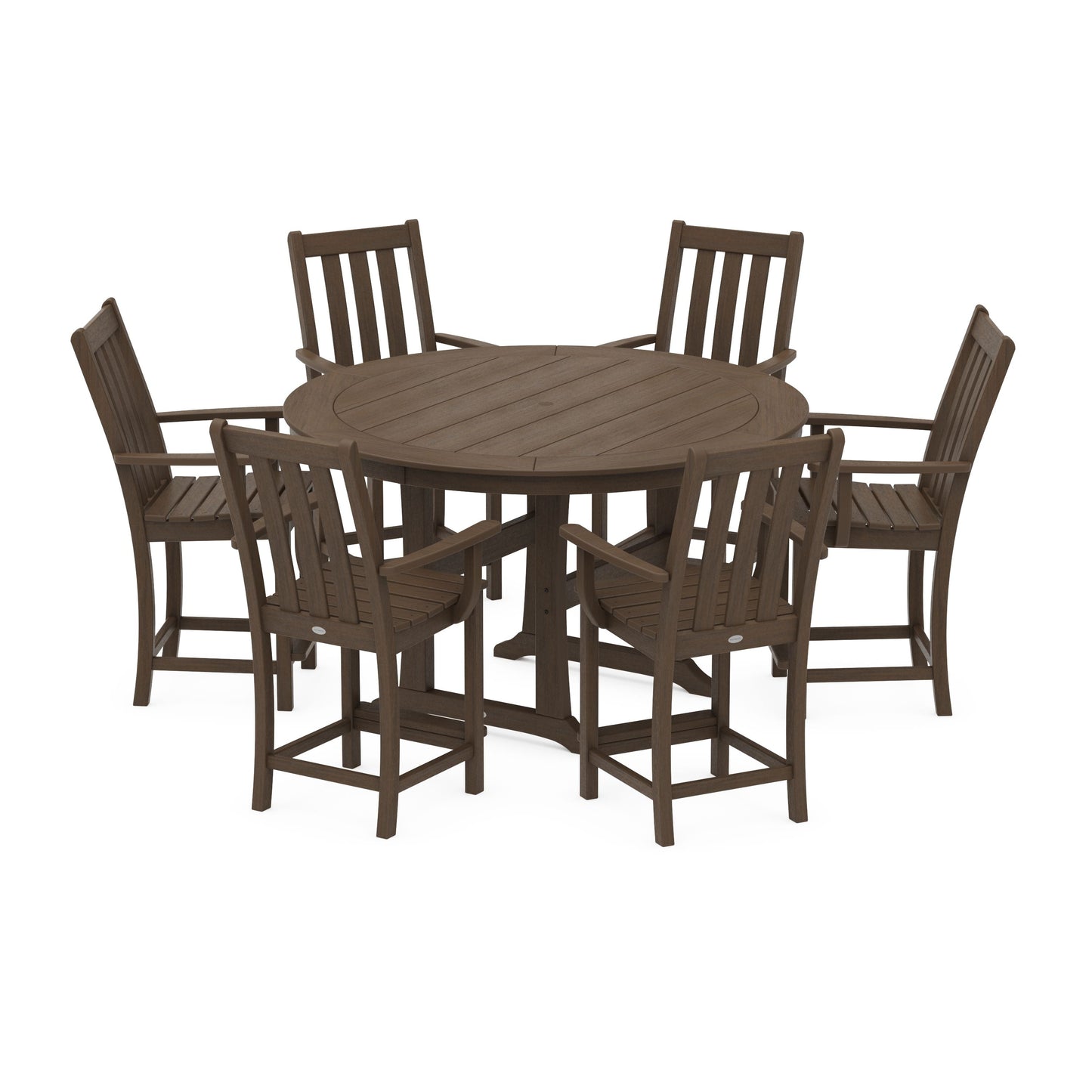 POLYWOOD Vineyard 7-Piece Arm Chair Round Counter Set — Kona
