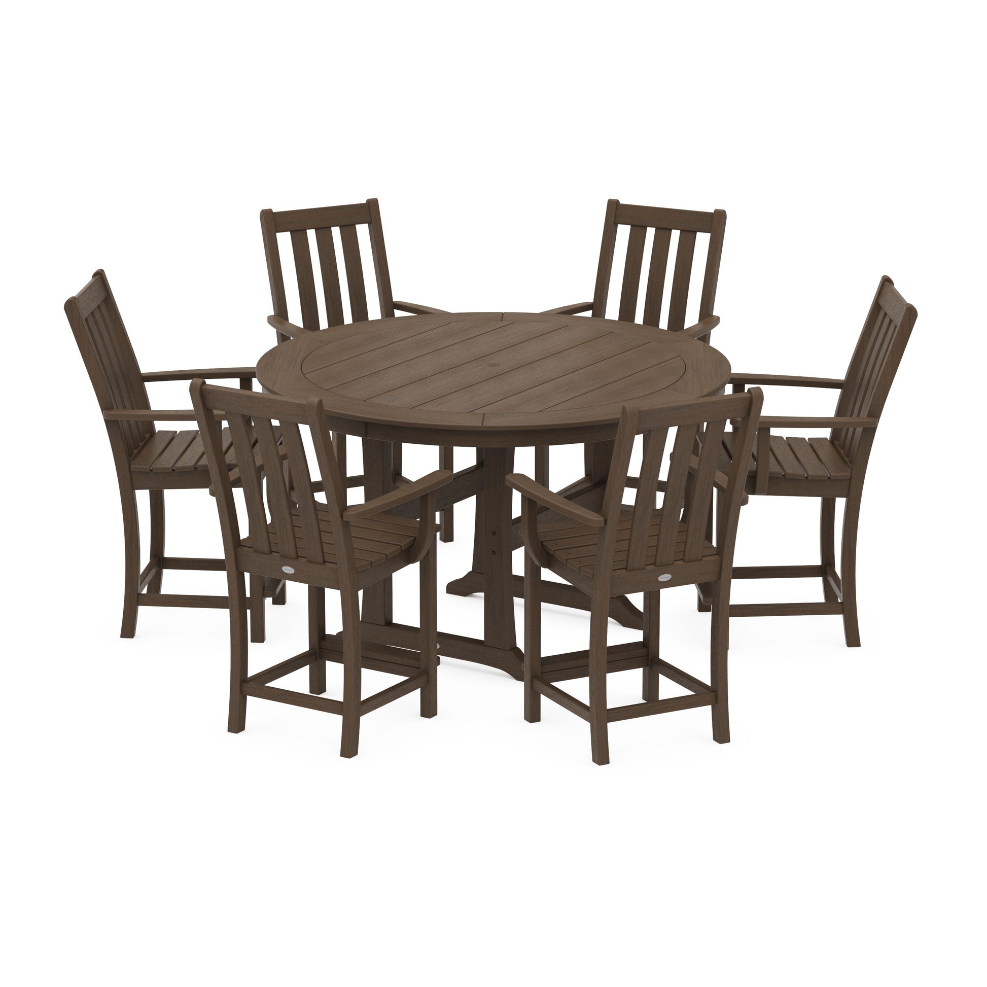 POLYWOOD Vineyard 7-Piece Arm Chair Round Counter Set — Kona