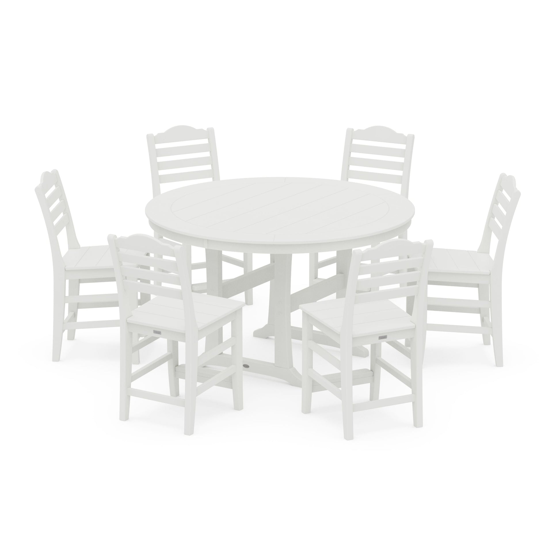 POLYWOOD Savannah 7-Piece Side Chair Round Counter Set — Vintage White
