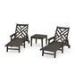 POLYWOOD Chippendale 3-Piece Chaise Set with Arms and Wheels — Vintage Coffee