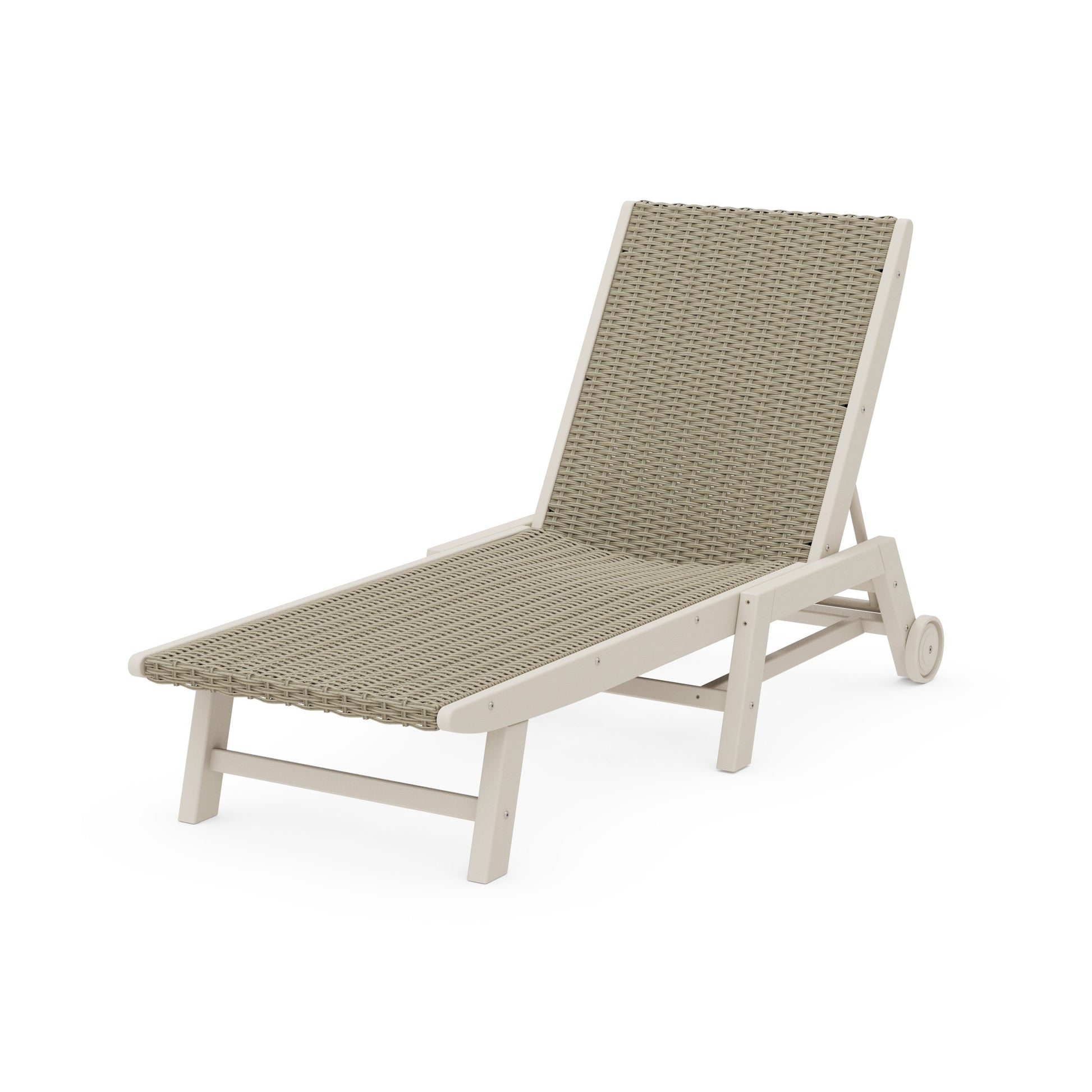 POLYWOOD Coastal Woven Chaise with Wheels — Sand / Dune Grass