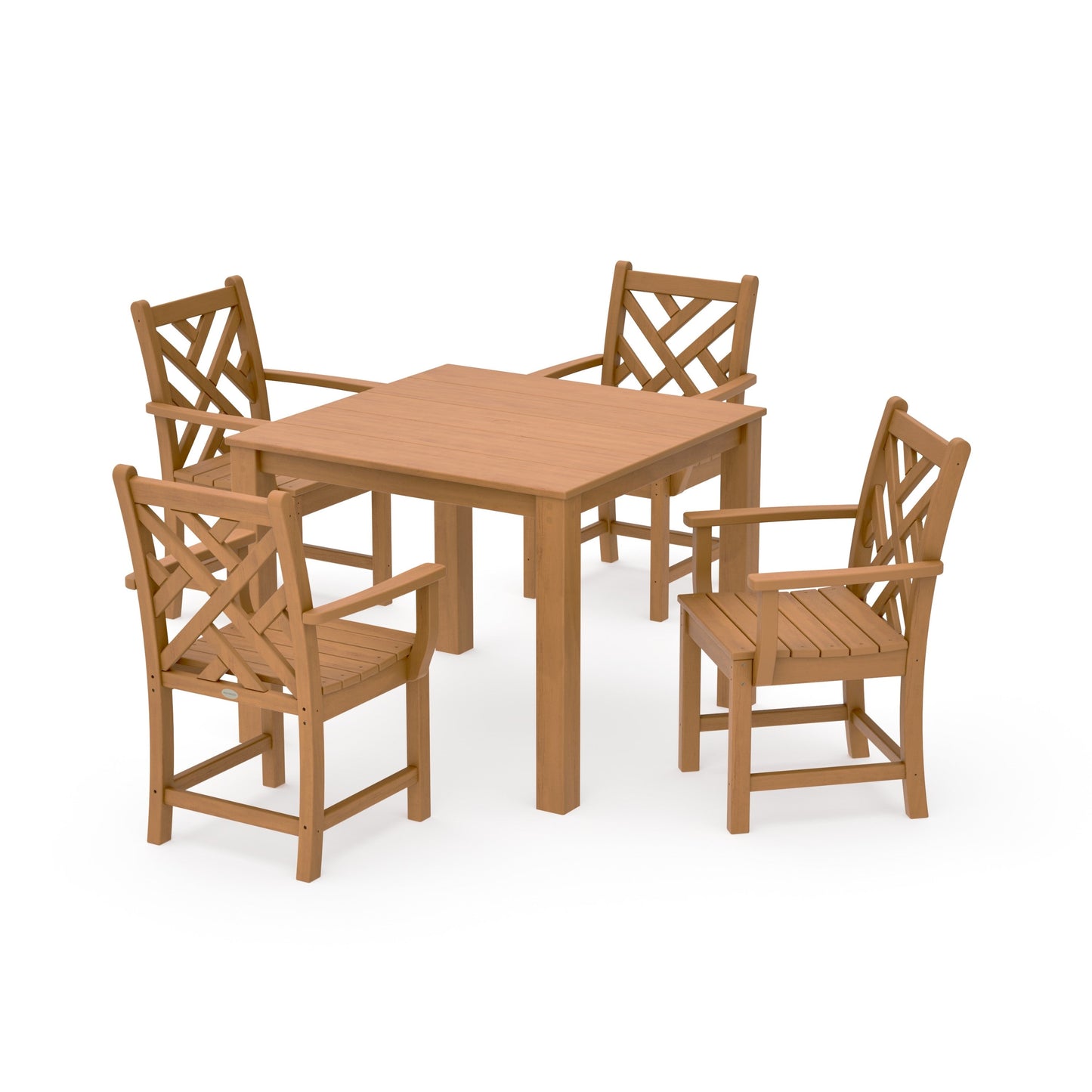 POLYWOOD Chippendale 5-Piece Parsons Dining Set — Natural