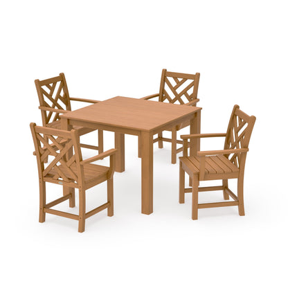 POLYWOOD Chippendale 5-Piece Parsons Dining Set — Natural