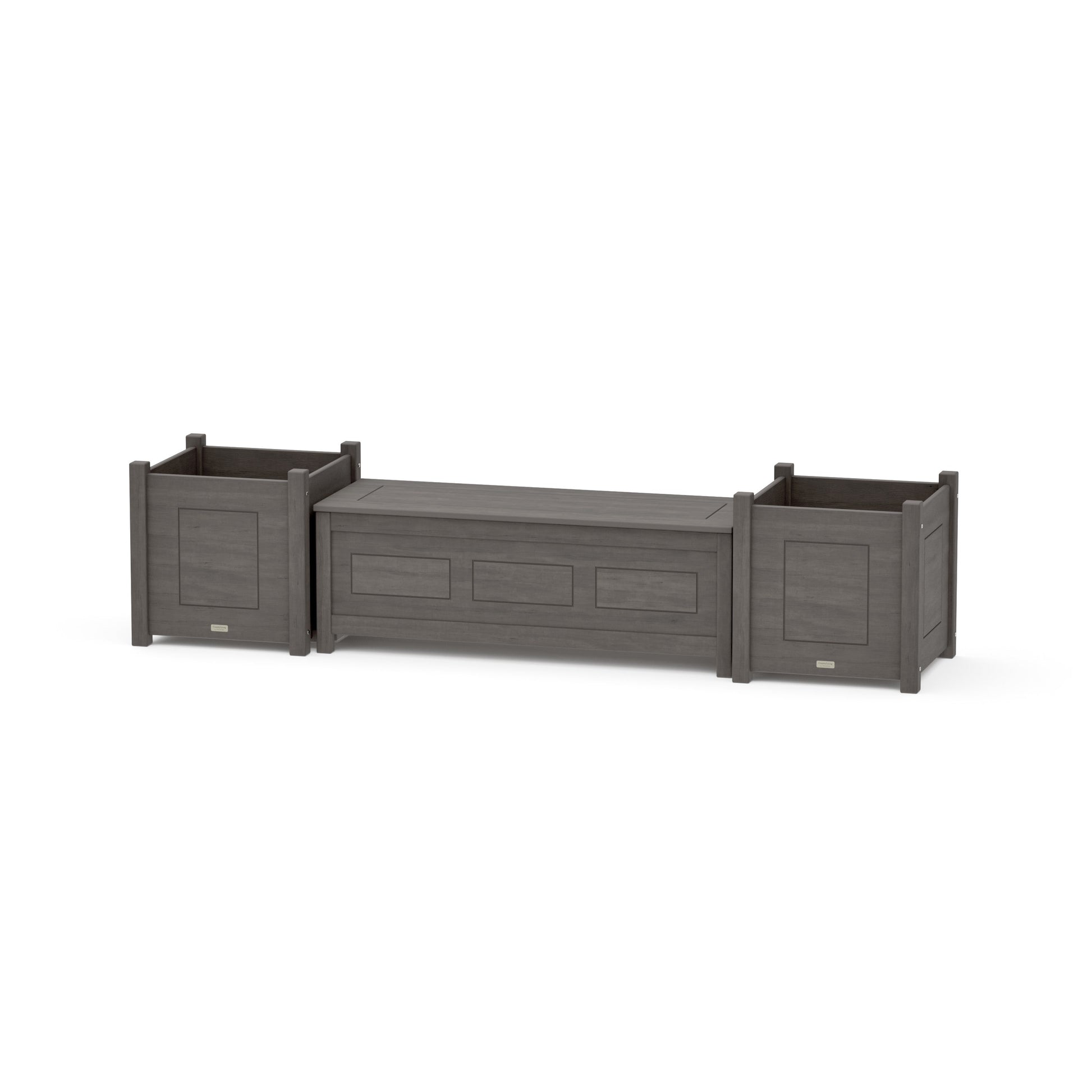 POLYWOOD 48" Country Living Straight Planter Storage Bench Set- Large — Driftwood