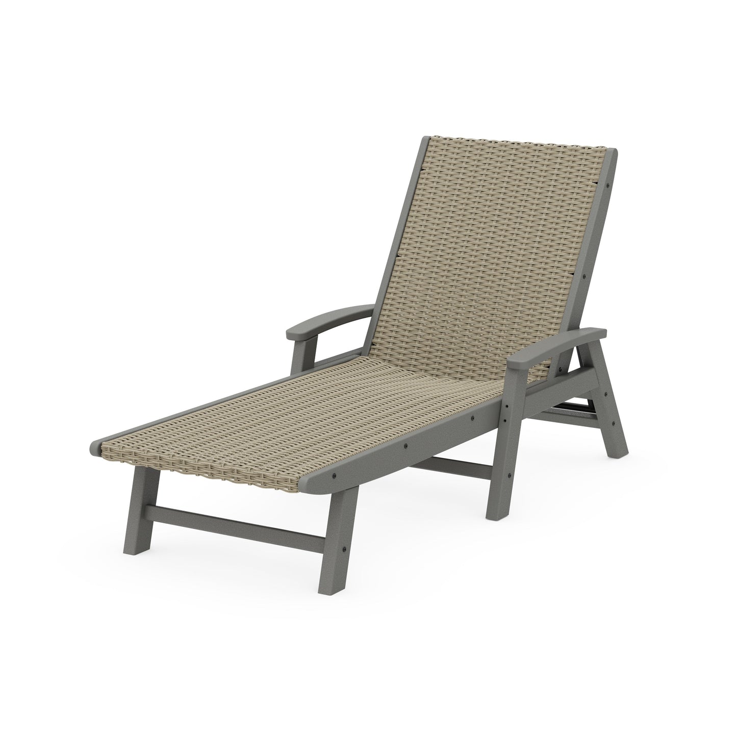 POLYWOOD Coastal Woven Chaise with Arms — Slate Grey / Dune Grass