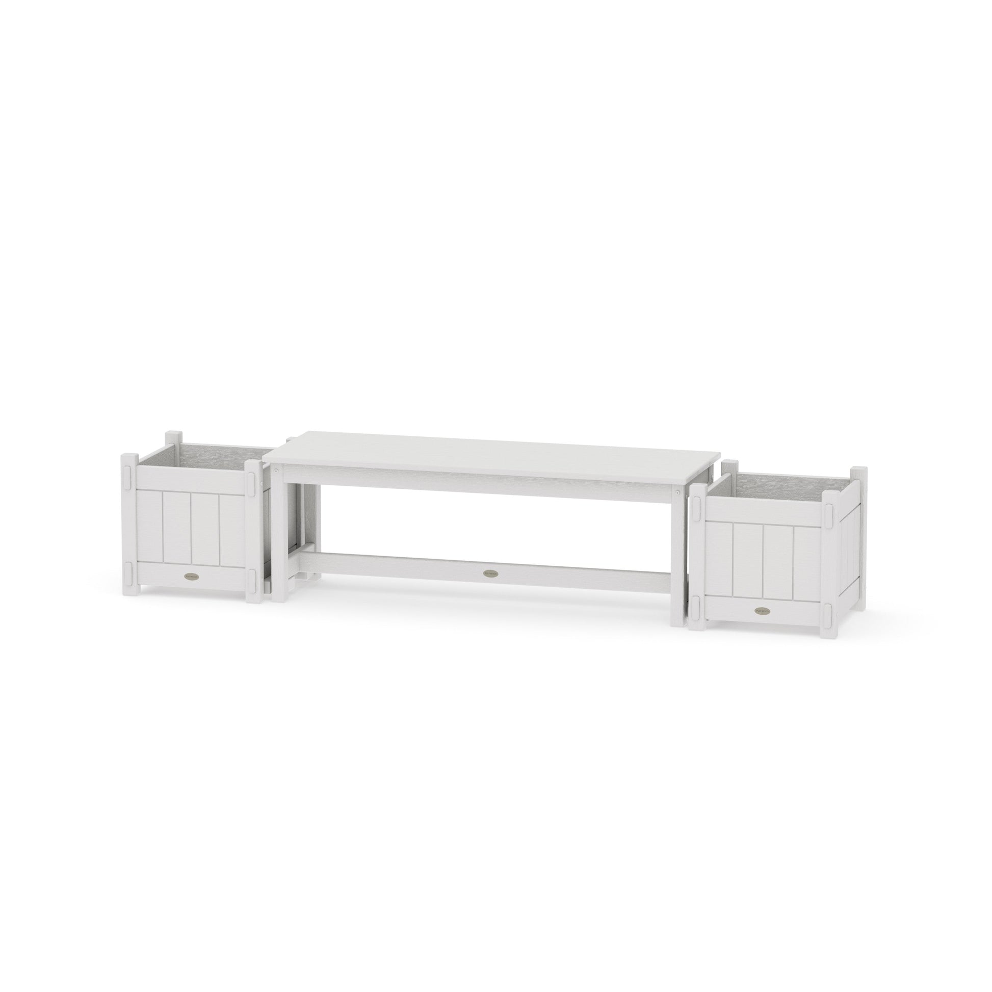 POLYWOOD 48" Vineyard Straight Planter Bench Set — Vintage White